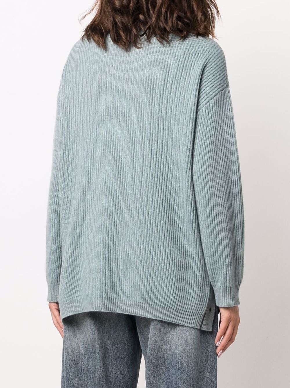 ribbed-knit side-button jumper - 4