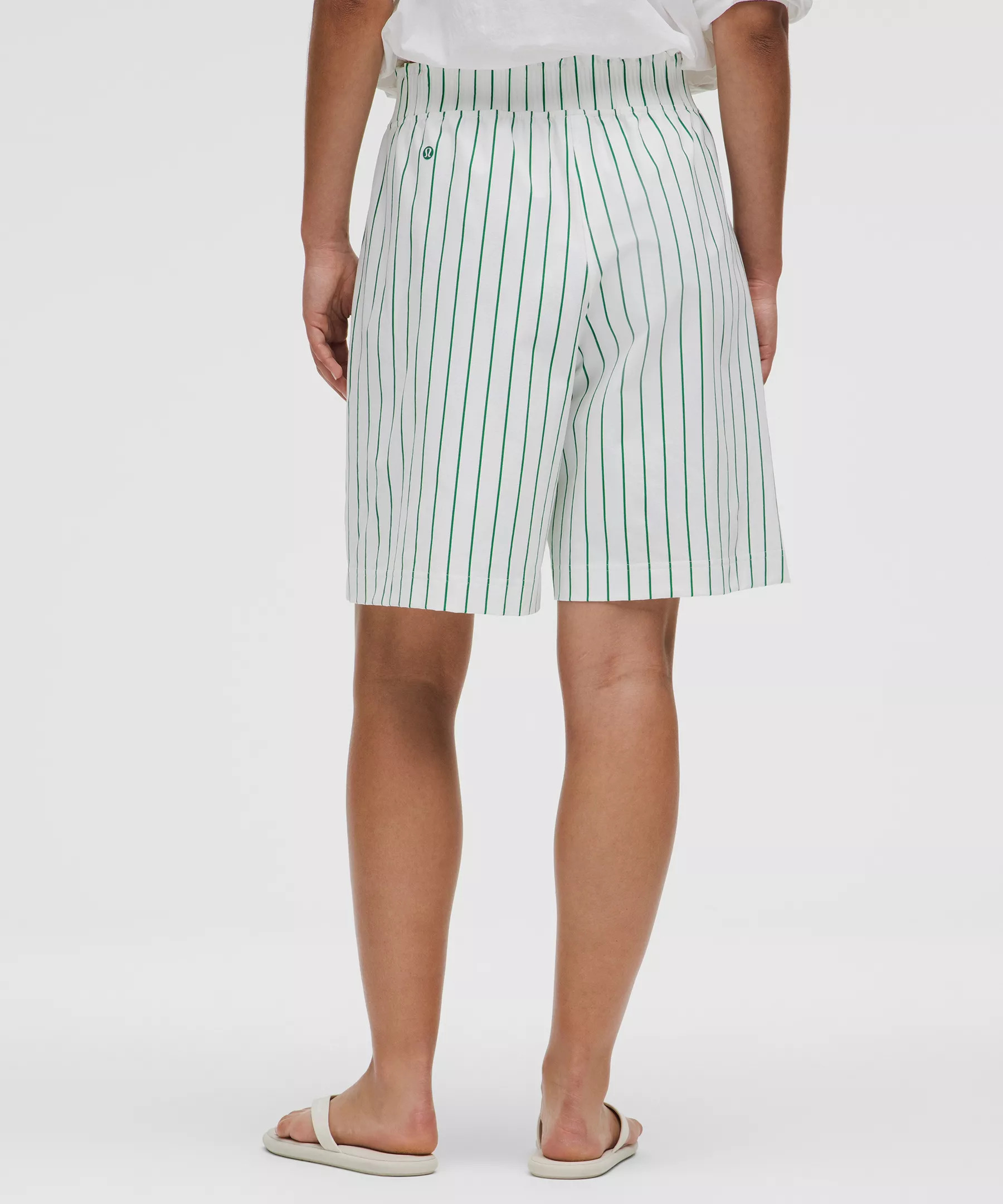 Stretch Woven Ruffle-Waist High-Rise Short 9" - 3