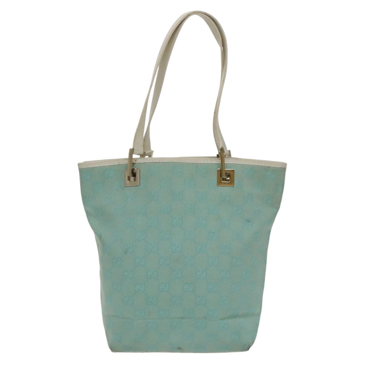 GUCCI GG Canvas Hand Bag Light Blue Gold 002 002 - 2