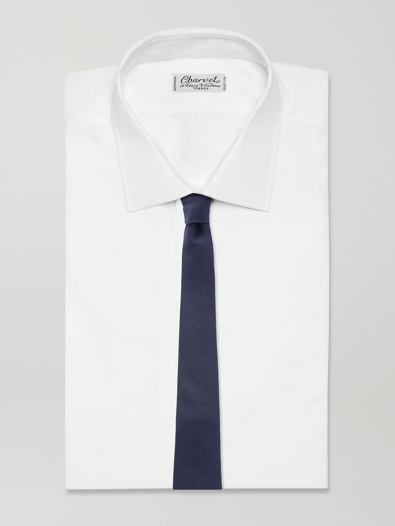 Canali 8cm Virgin Wool and Silk-Blend Jacquard Tie Navy outlook