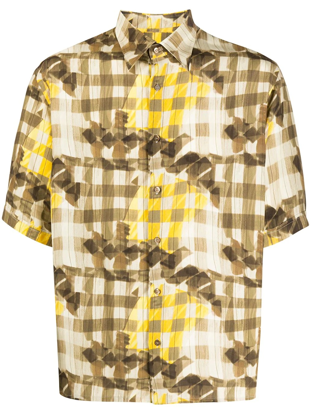 grid-print brushstroke shirt - 1