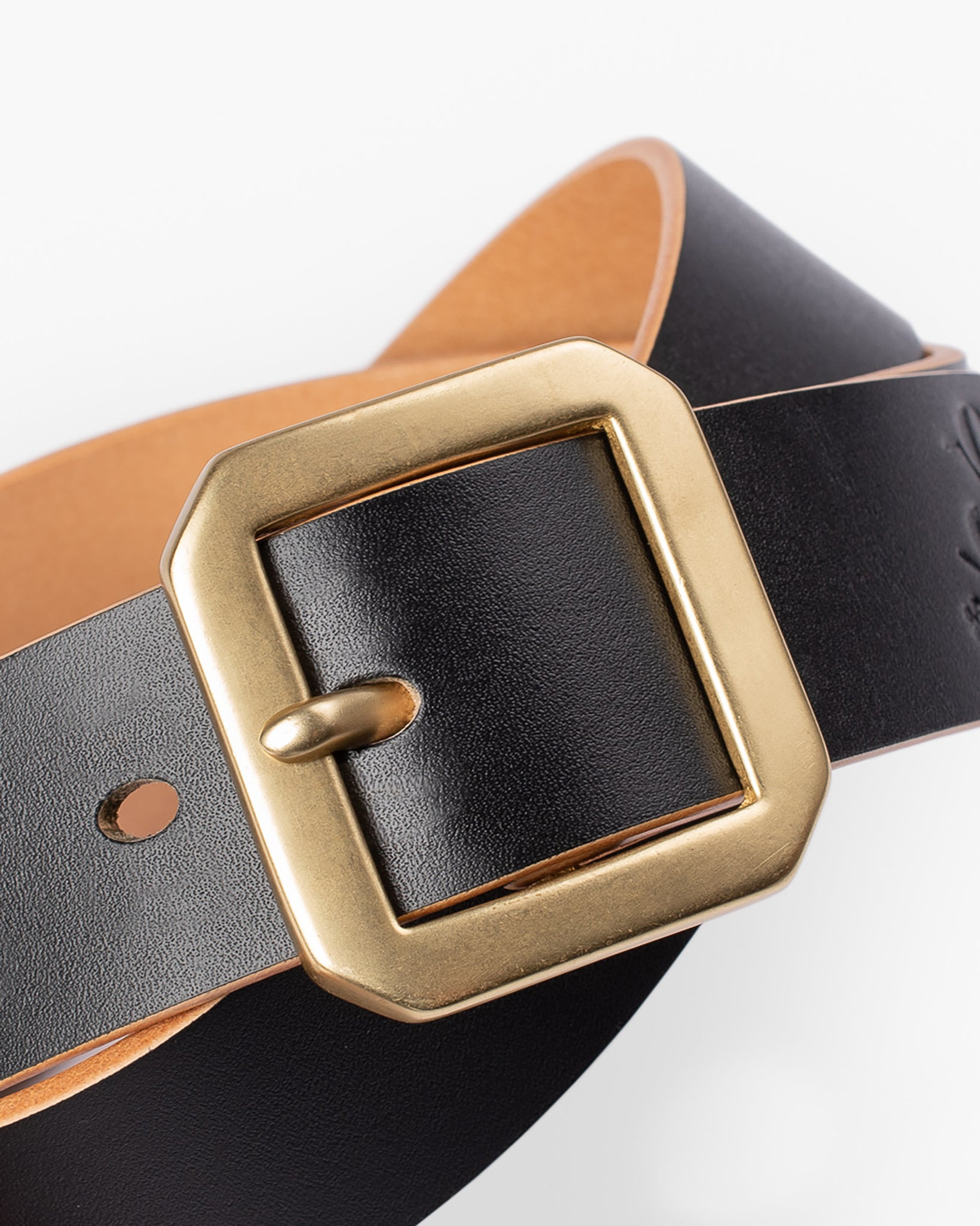 OGL-BELT-SPGAR-BLK OGL Single Prong Garrison Buckle Leather Belt  - Hand-Dyed Black - 3