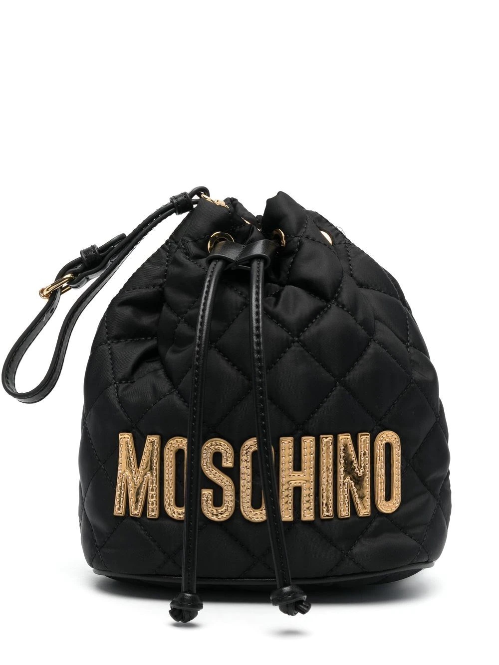 logo-lettering quilted bucket bag - 7