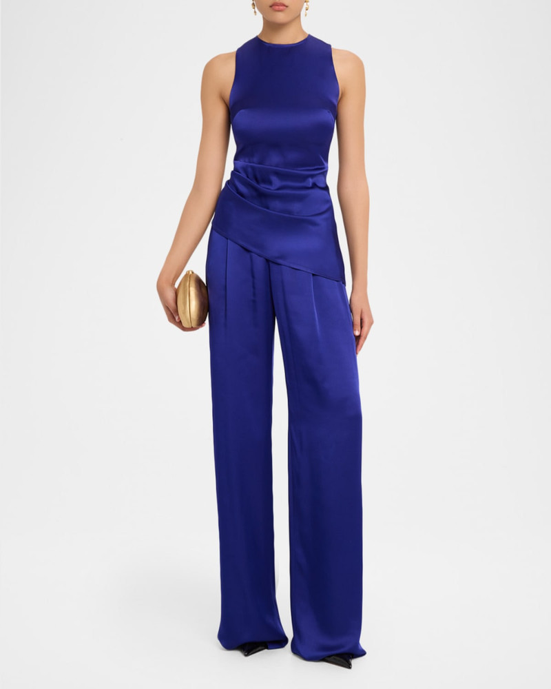 LAPOINTE Asymmetric Draped Satin Sleeveless Top outlook