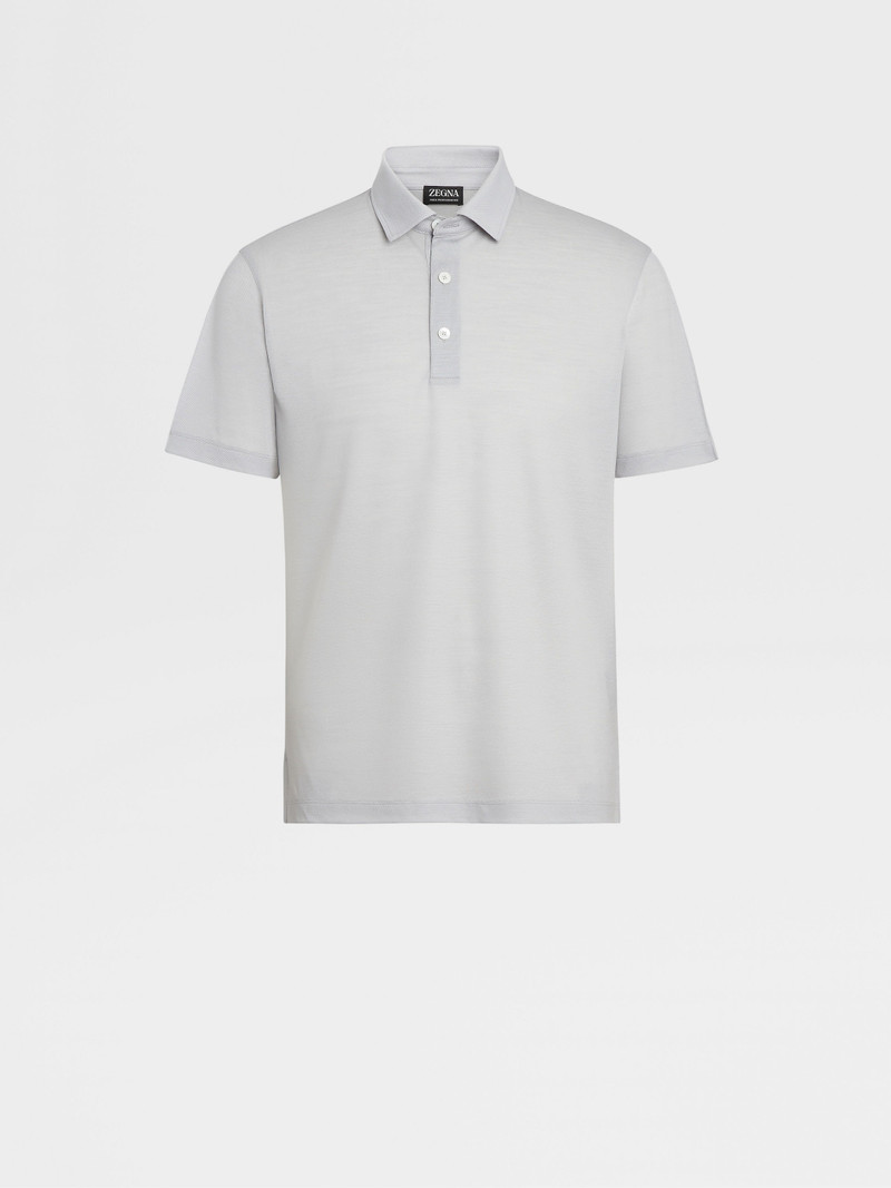 LIGHT GREY HIGH PERFORMANCE™ WOOL PIQUET POLO SHIRT 1