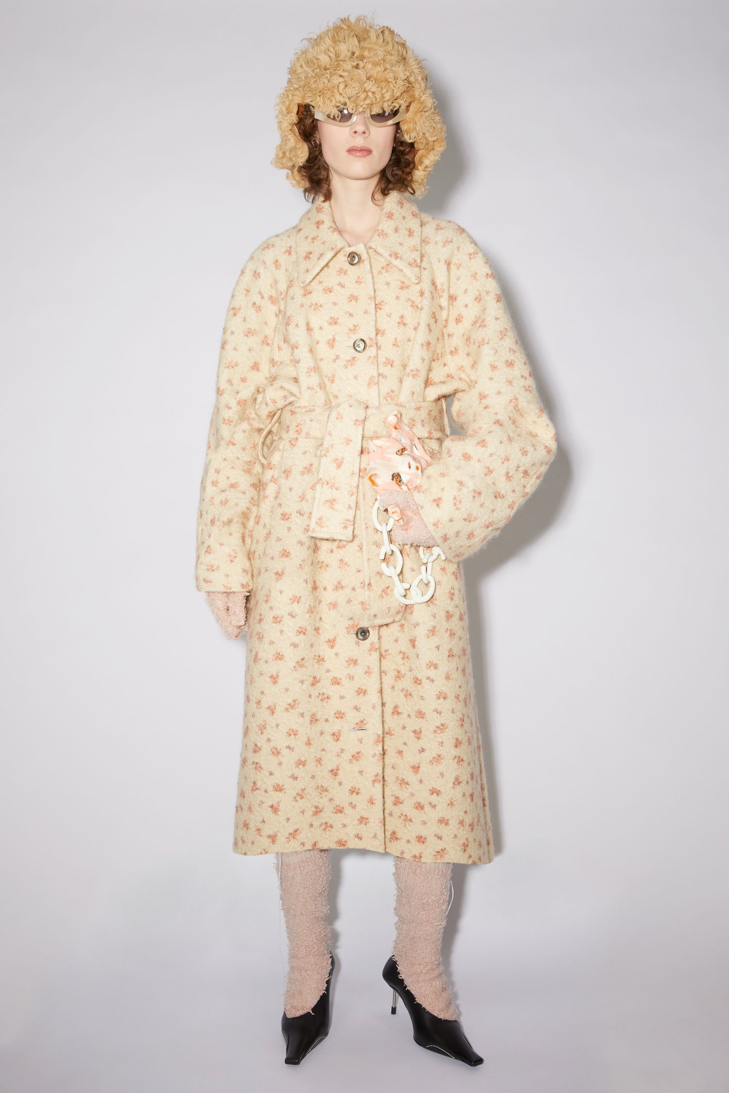 Floral car coat - Cream/red - 2