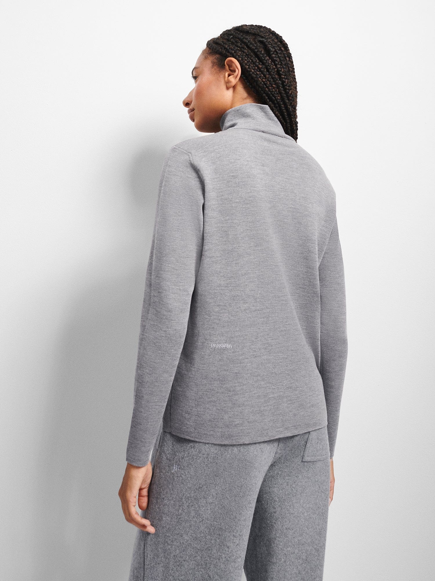 Womens Regenerative Merino Wool Half-Zip Sweater - Grey Marl - 3