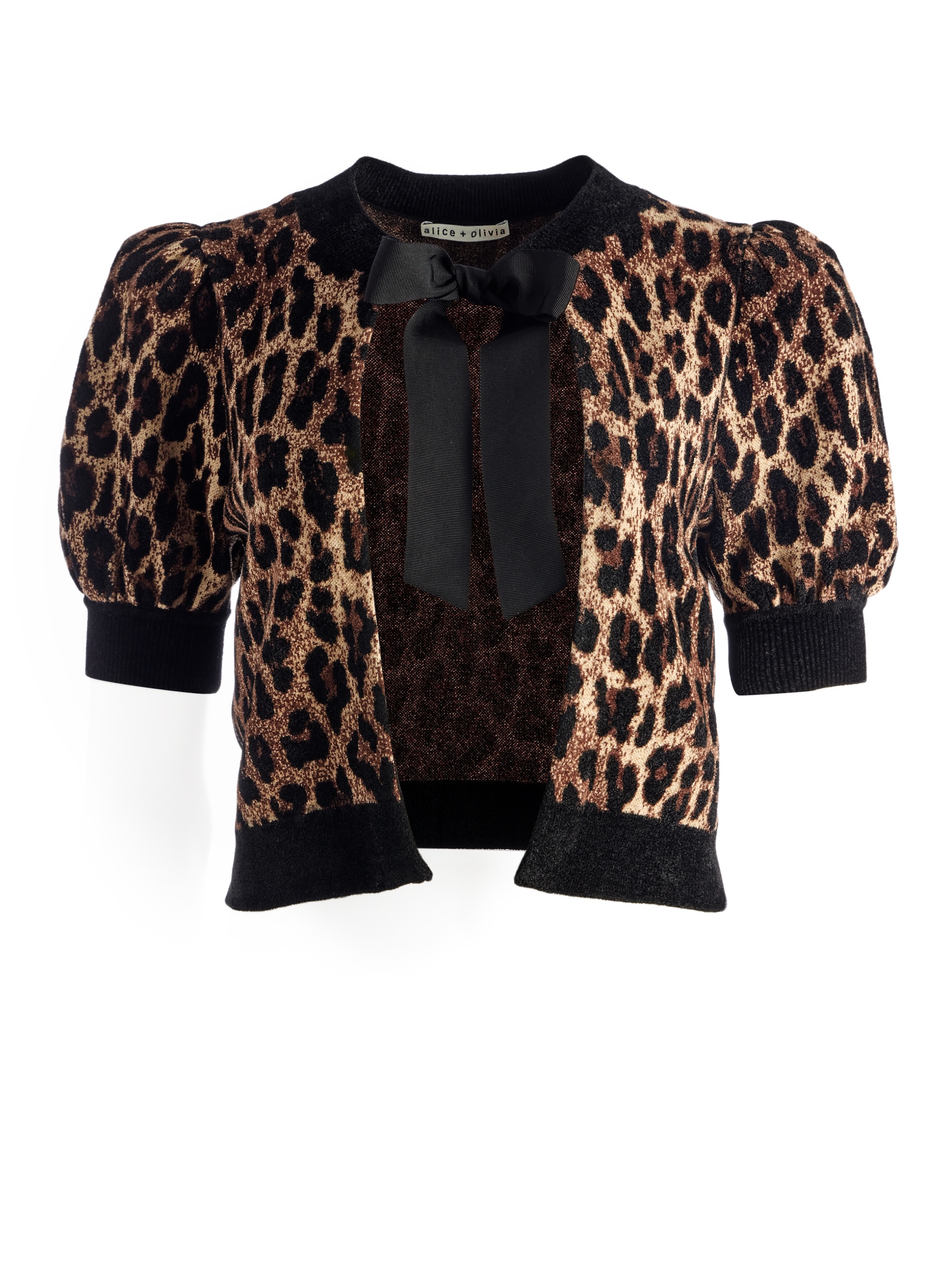 KITTY PUFF SLEEVE CARDIGAN WITH BOW - 1