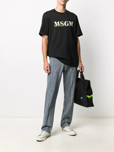 MSGM floral-logo short-sleeve T-shirt outlook