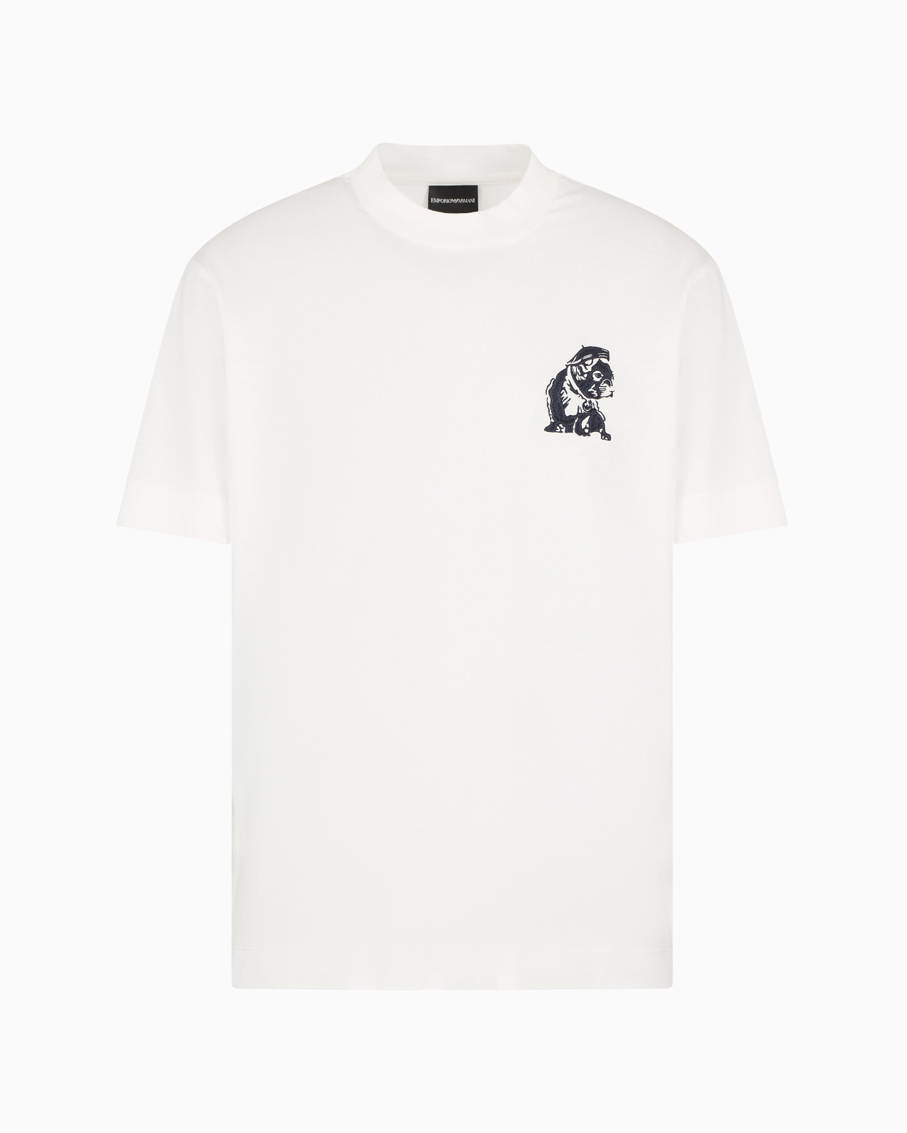 Lyocell blend-jersey T-shirt with ASV French bulldog embroidery - 1