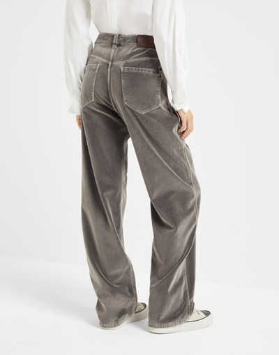 Brunello Cucinelli Garment-dyed cotton velvet loose trousers outlook