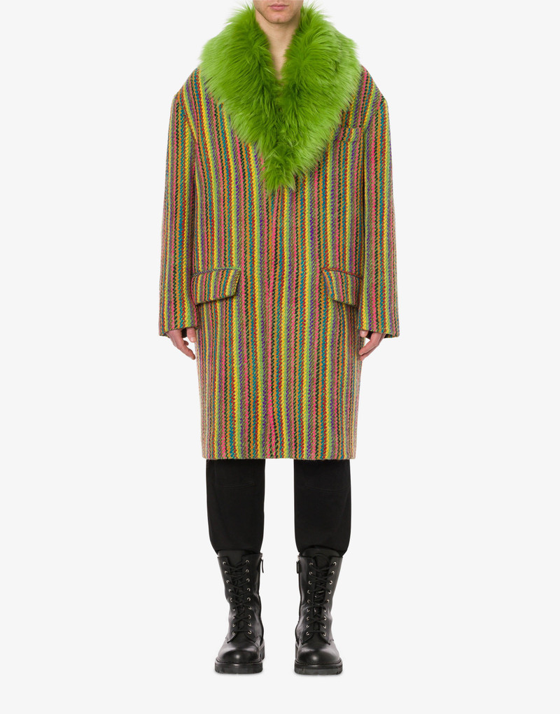 Moschino MULTICOLOUR STRIPES CLOTH COAT outlook