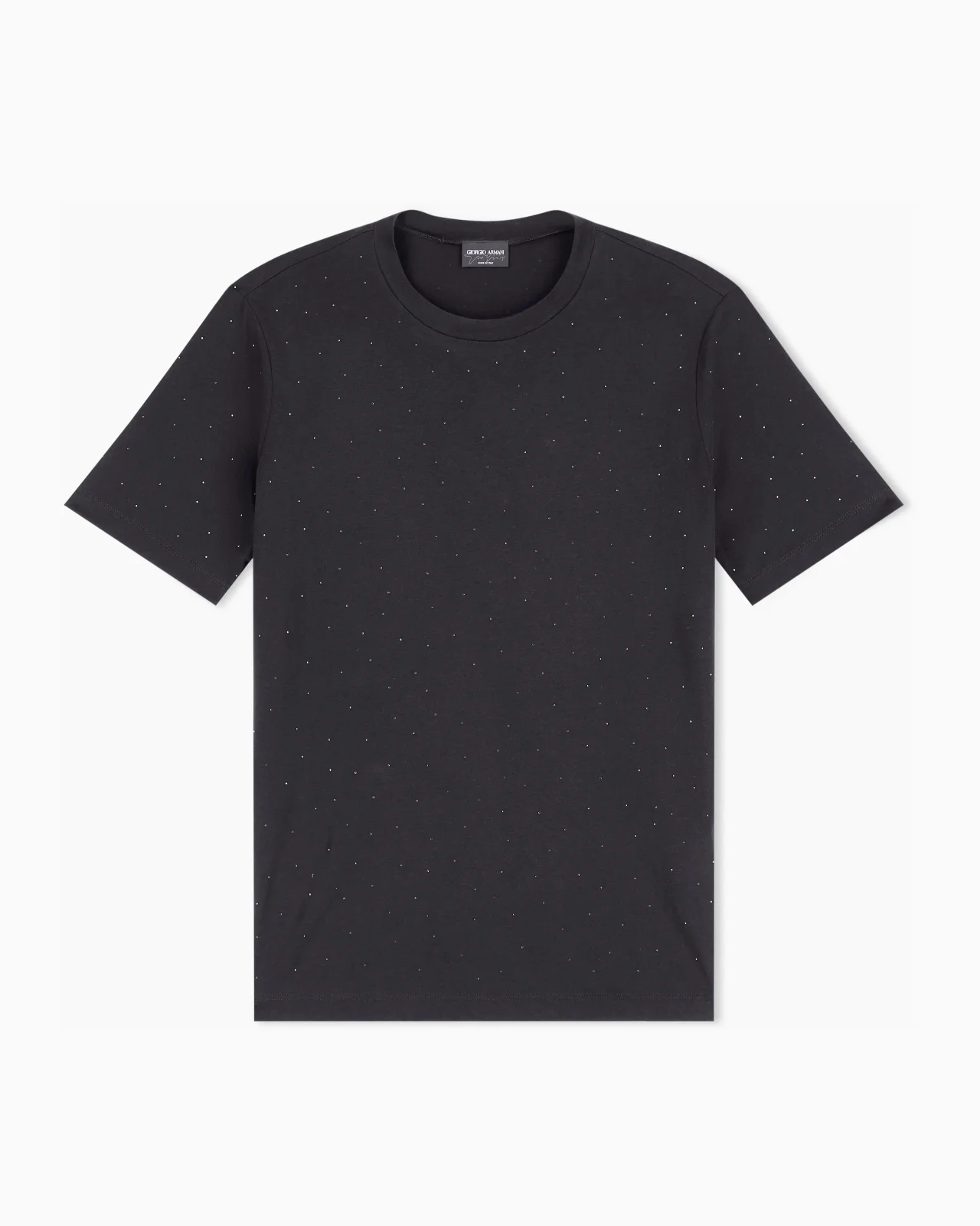 GIORGIO’S CREW-NECK T-SHIRT IN PIMA COTTON JERSEY WITH RHINESTONES - 1
