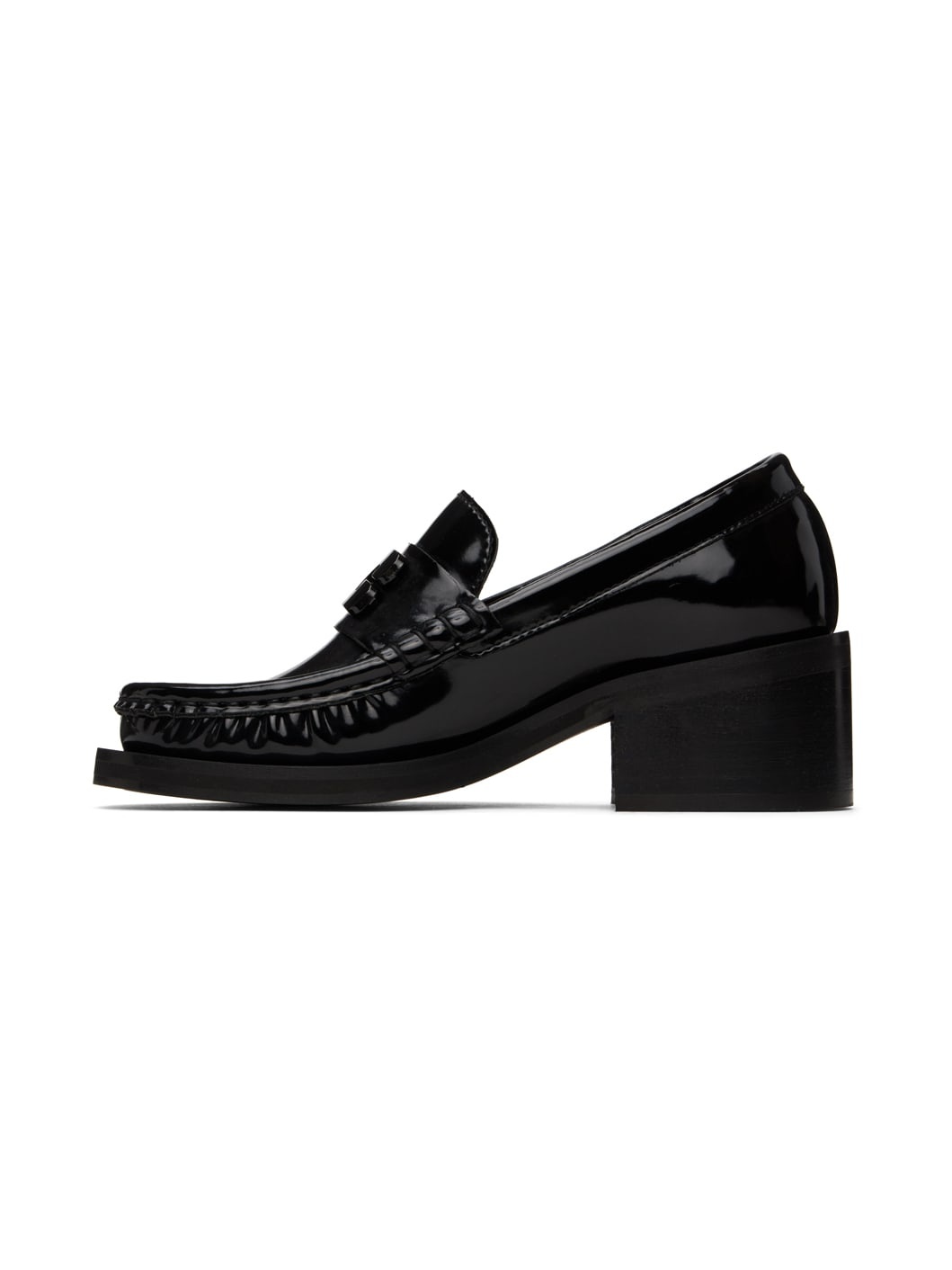 Black Butterfly Logo Mid Heel Loafers - 3