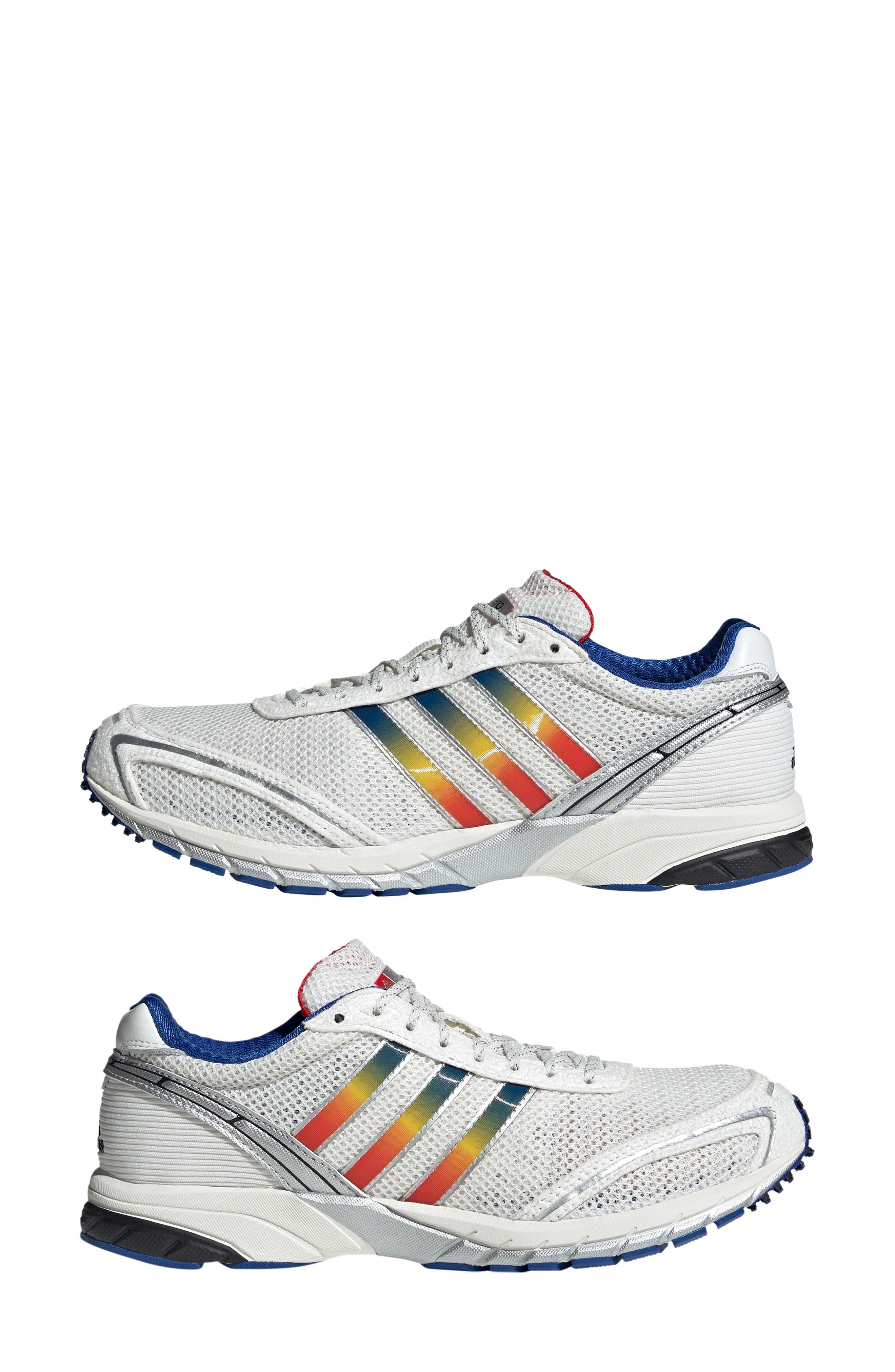 adidas Adizero Adios 7 Running Shoe in White/Team Royal Blue/Yellow at Nordstrom - 7