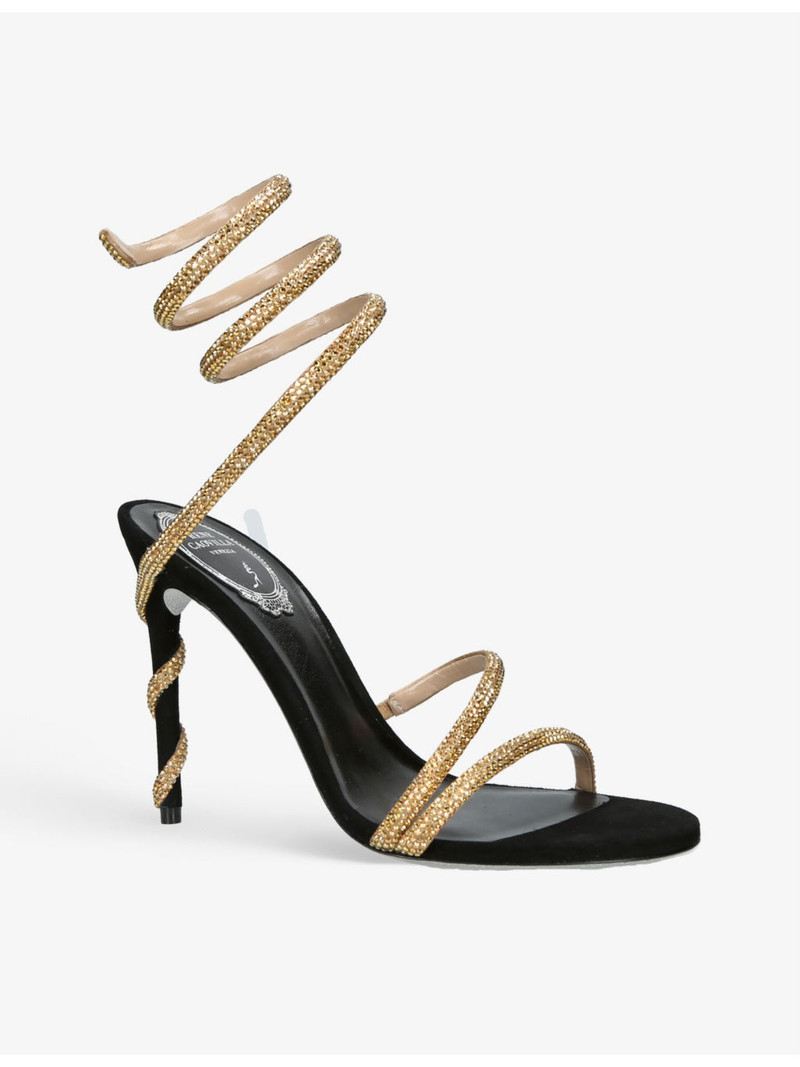 RENE CAOVILLA Margot jewelled leather heeled sandals outlook
