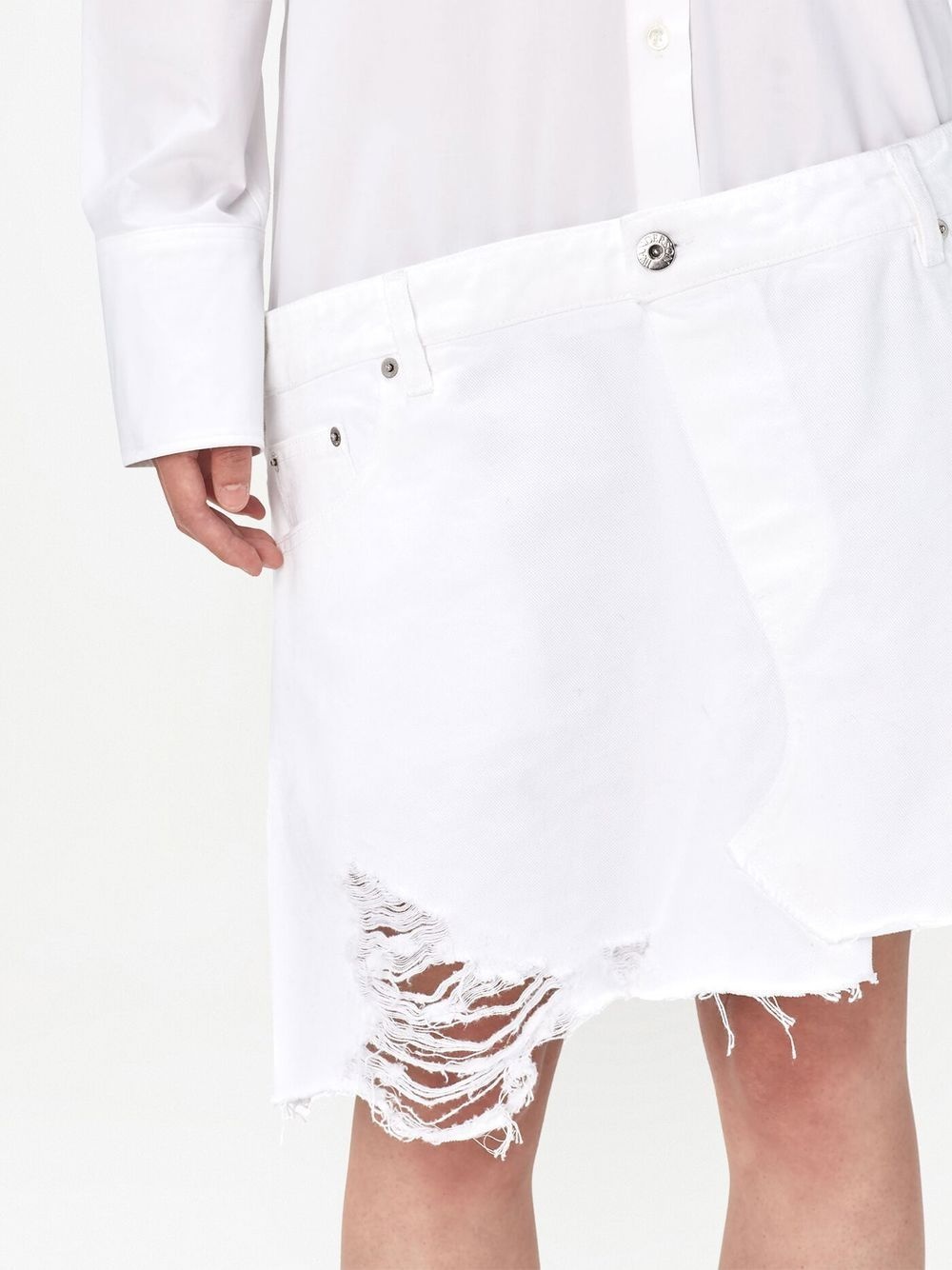 distressed-finish asymmetric shirtdress - 5