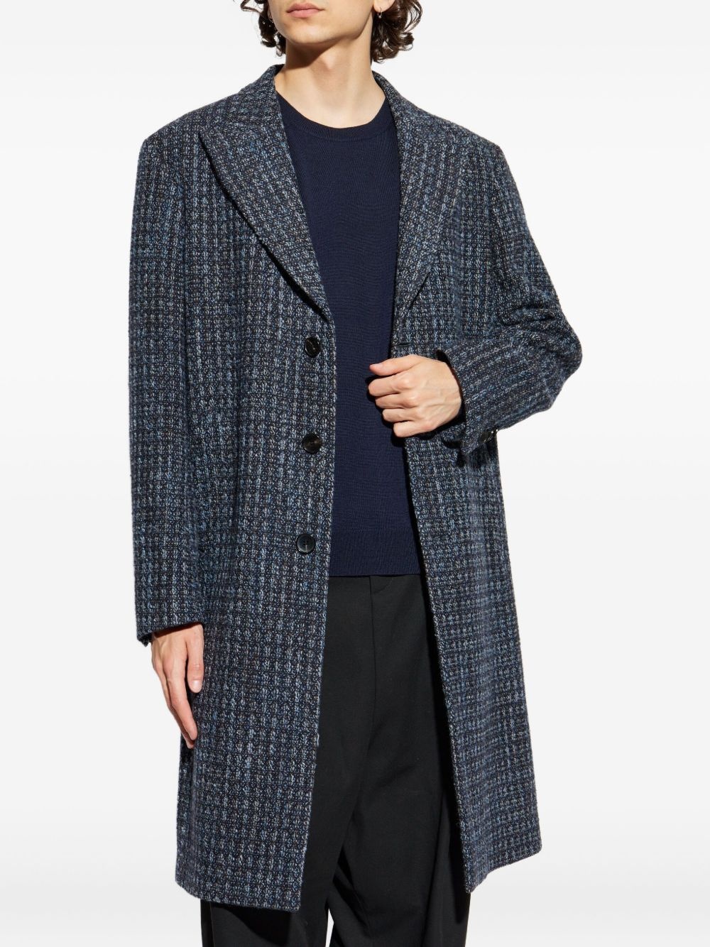 textured wool coat - 3