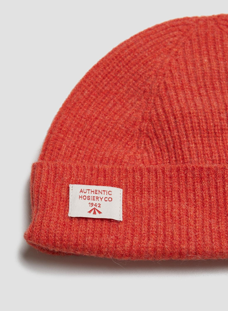 Nigel Cabourn Lambswool Beanie in Inferno Orange outlook