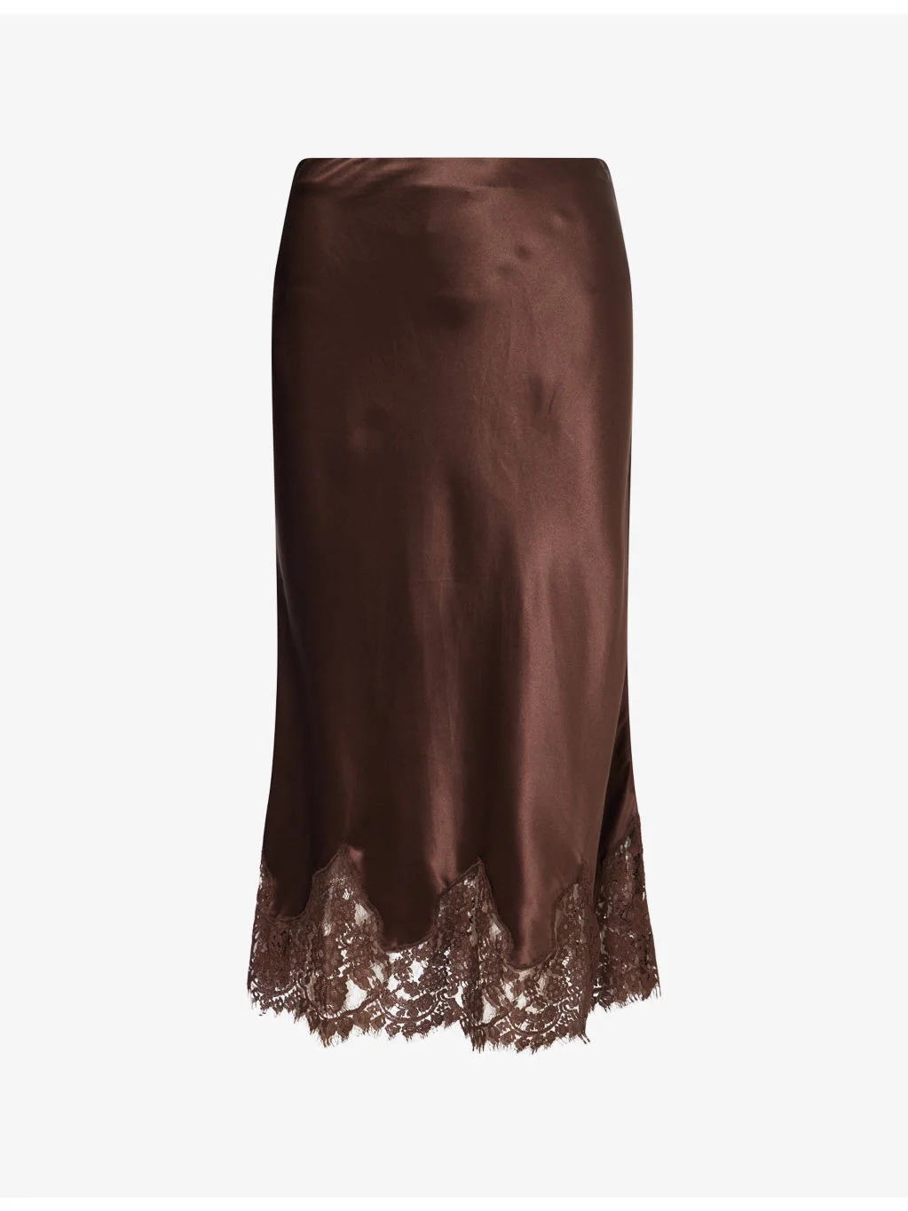 Carolina Lace-Trim Silk Midi Skirt - 1