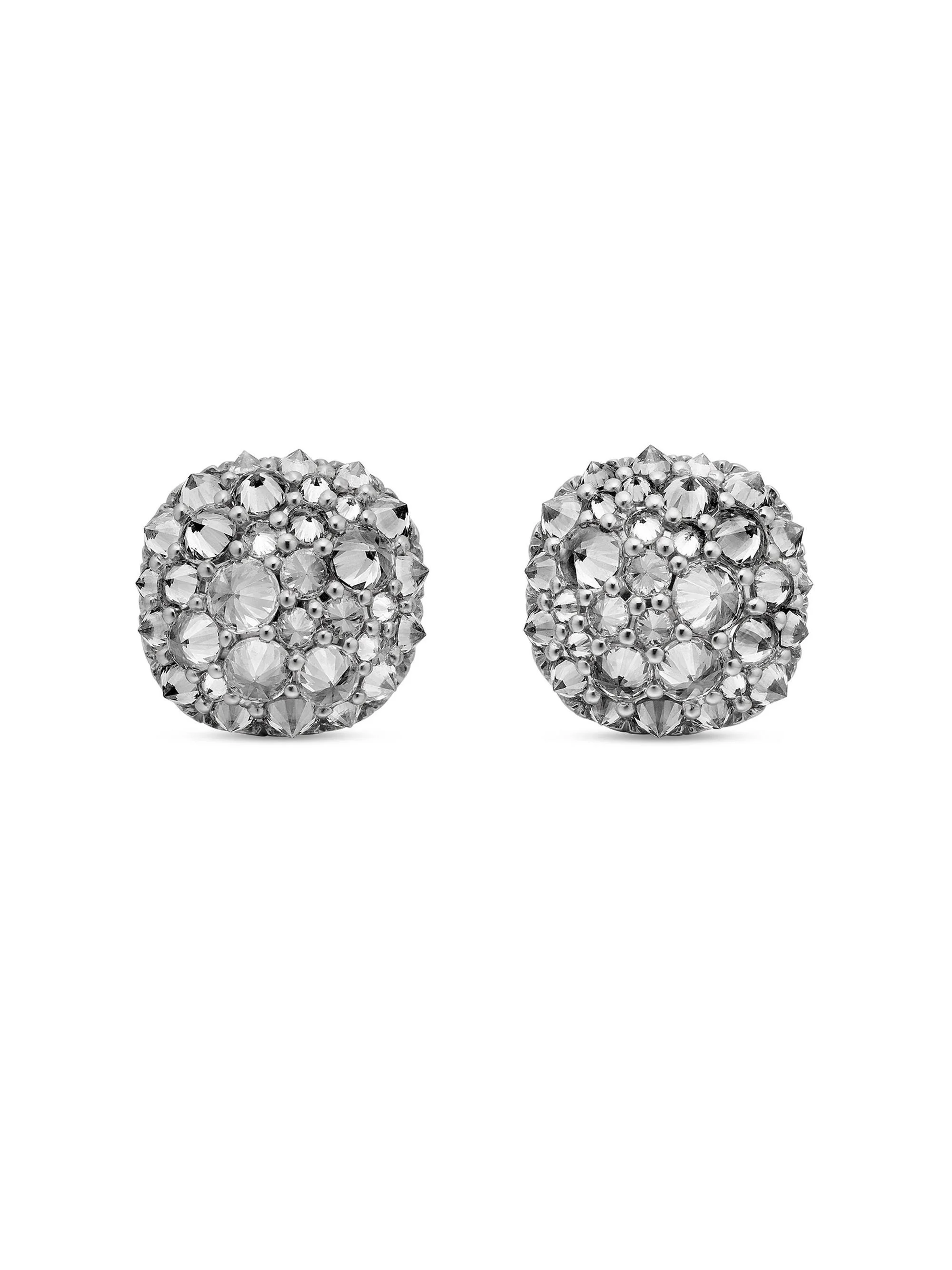 Women's Cushion Stud Earrings in 18K White Gold - Diamond - 1