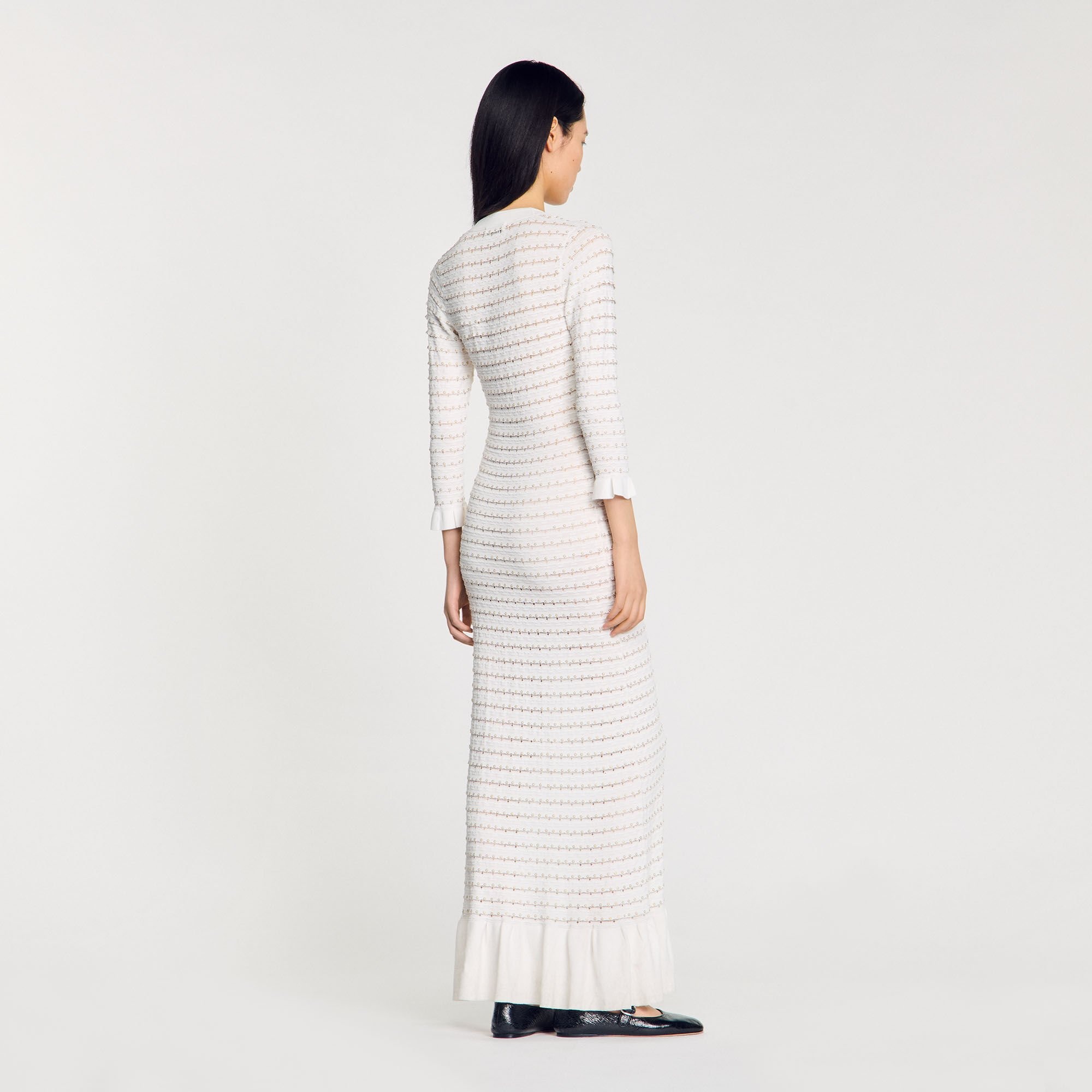 MAXI DRESS WITH PEARL DETAILS - 5