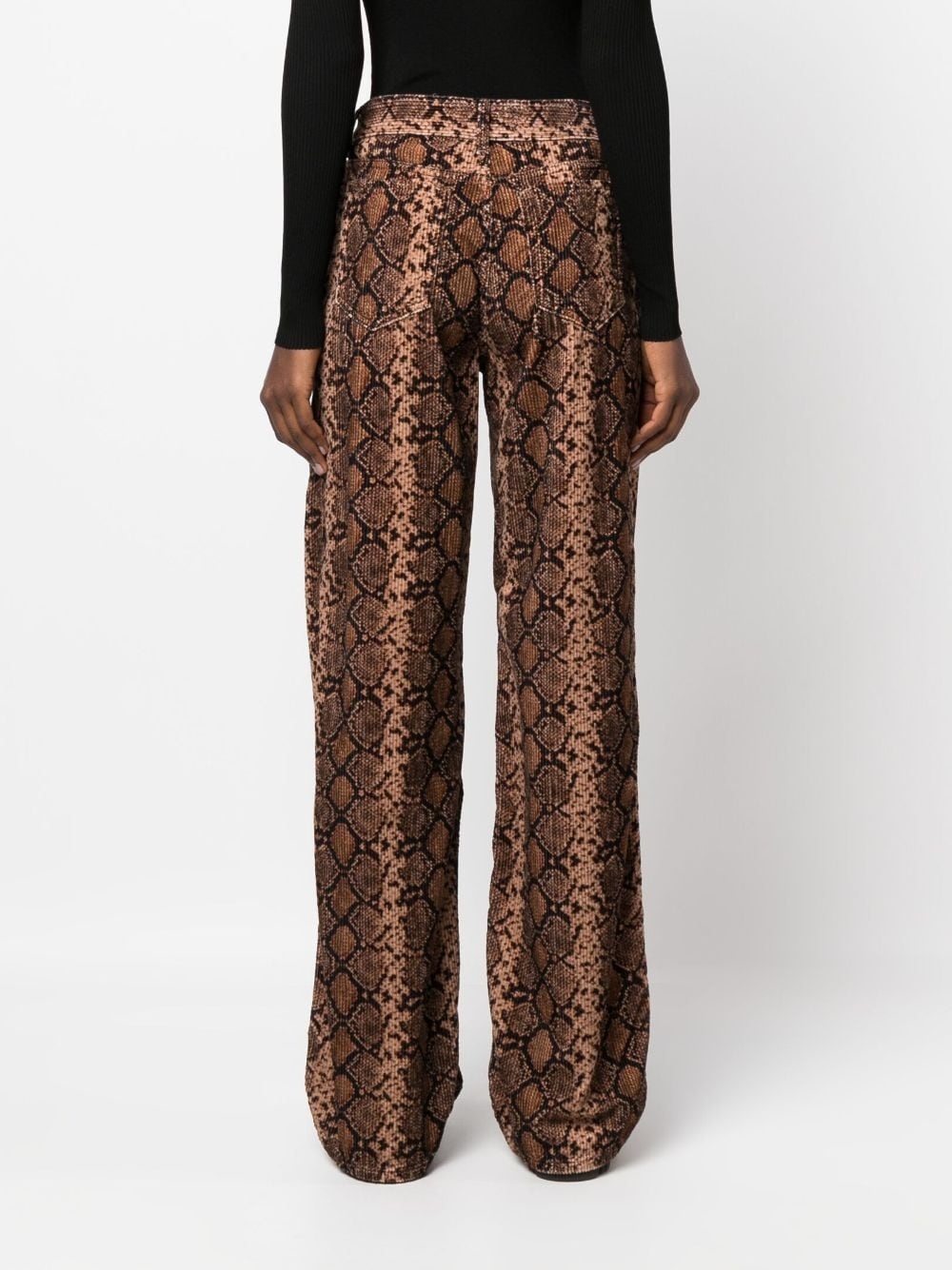 snakeskin-print corduroy trousers - 4