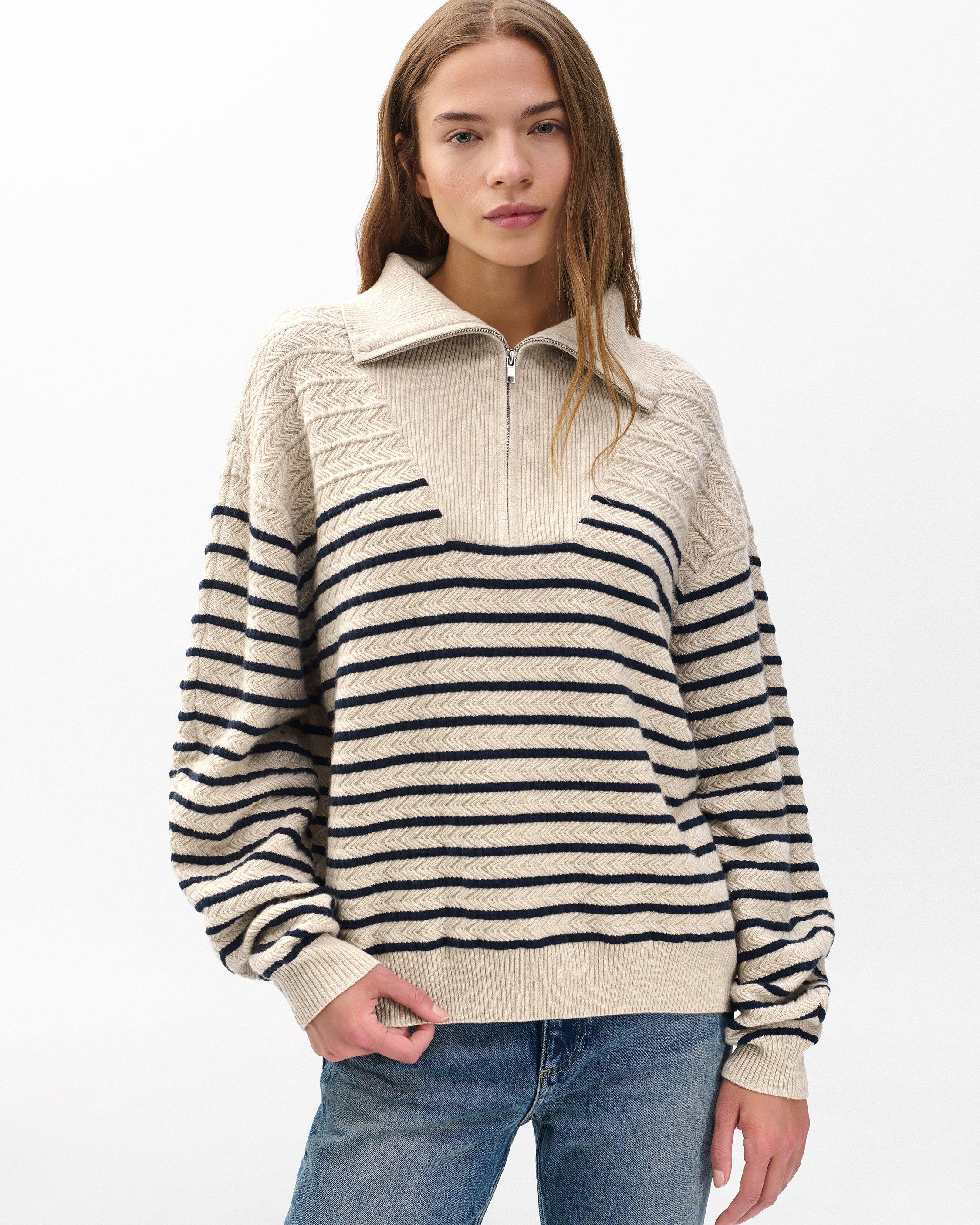 Natalia Cashmere Half-Zip Sweater - 6