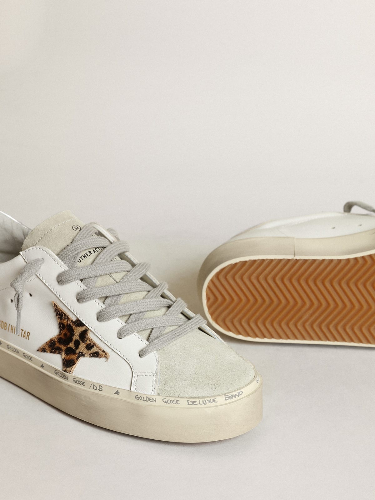 Golden Goose Hi Star sneakers with leopard-print pony skin star and silver  metallic leather heel tab | REVERSIBLE