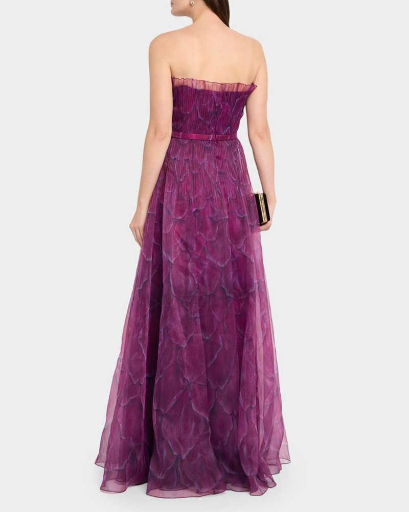 Ivana Strapless Printed Organza Gown 3