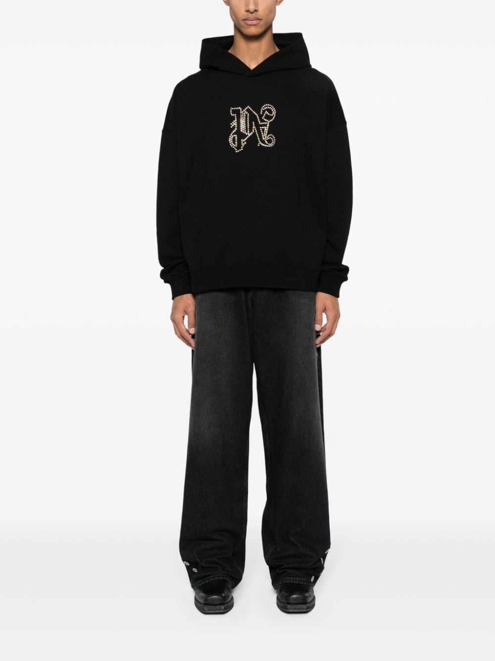Monogram Statement studded cotton hoodie - 2