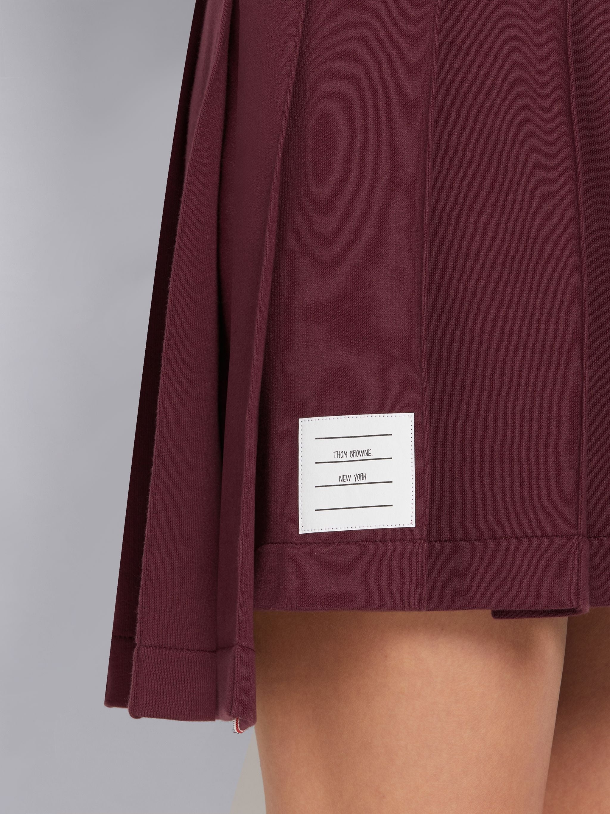 Dark Red Cotton Loopback Pleated Mini Skirt - 6
