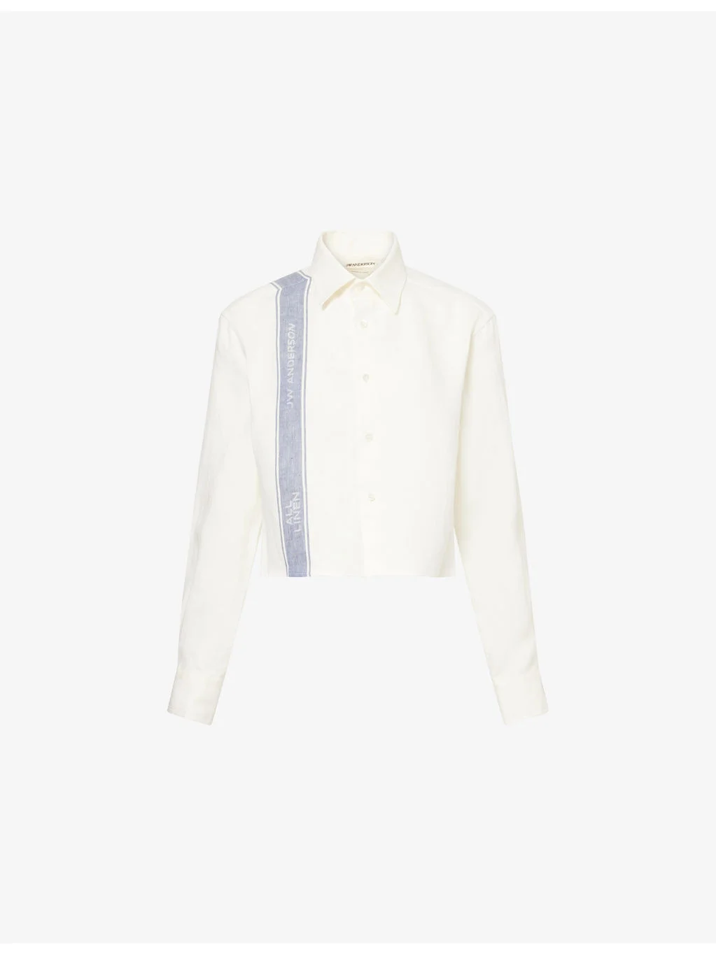 Logo-Stripe Cropped Linen Shirt - 1