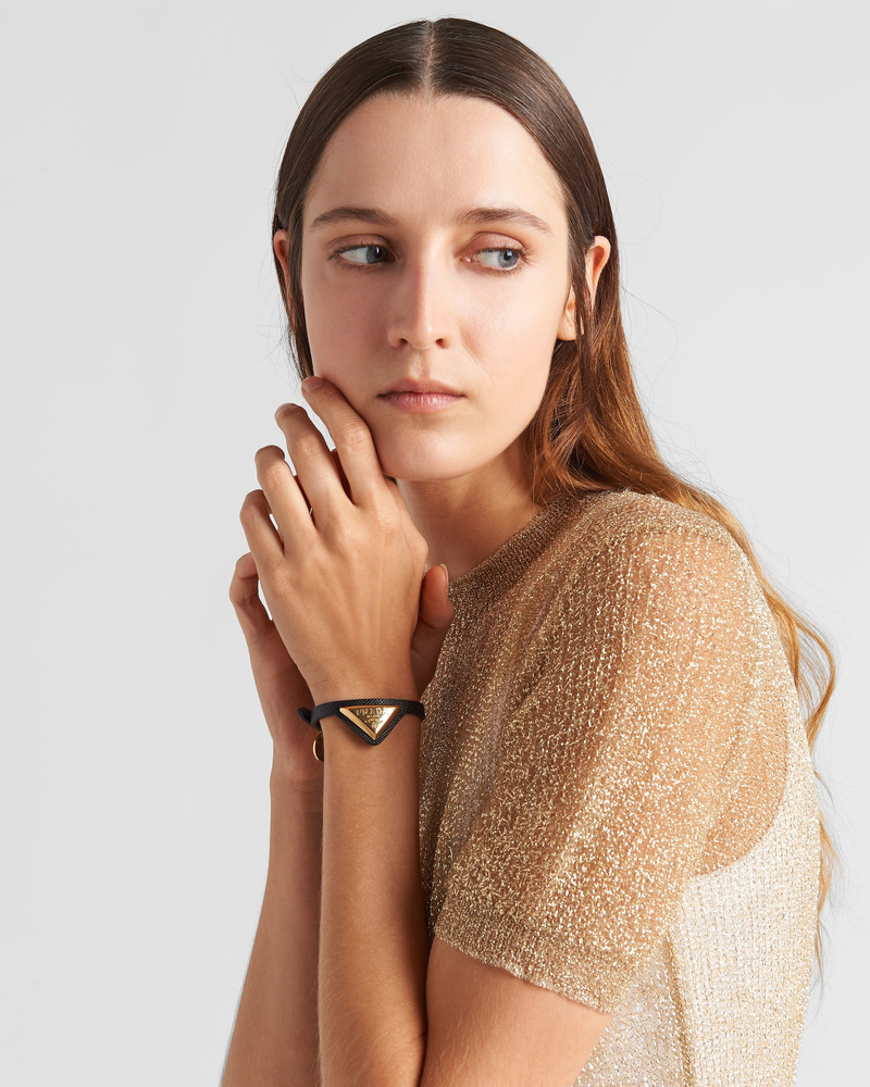 Prada Saffiano leather and metal bracelet outlook