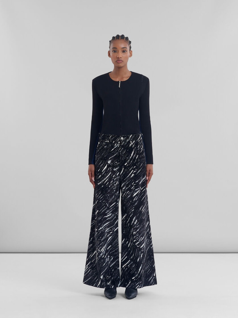 Marni BLACK FLOCKED LOOSE JEANS WITH CRAYON PRINT outlook