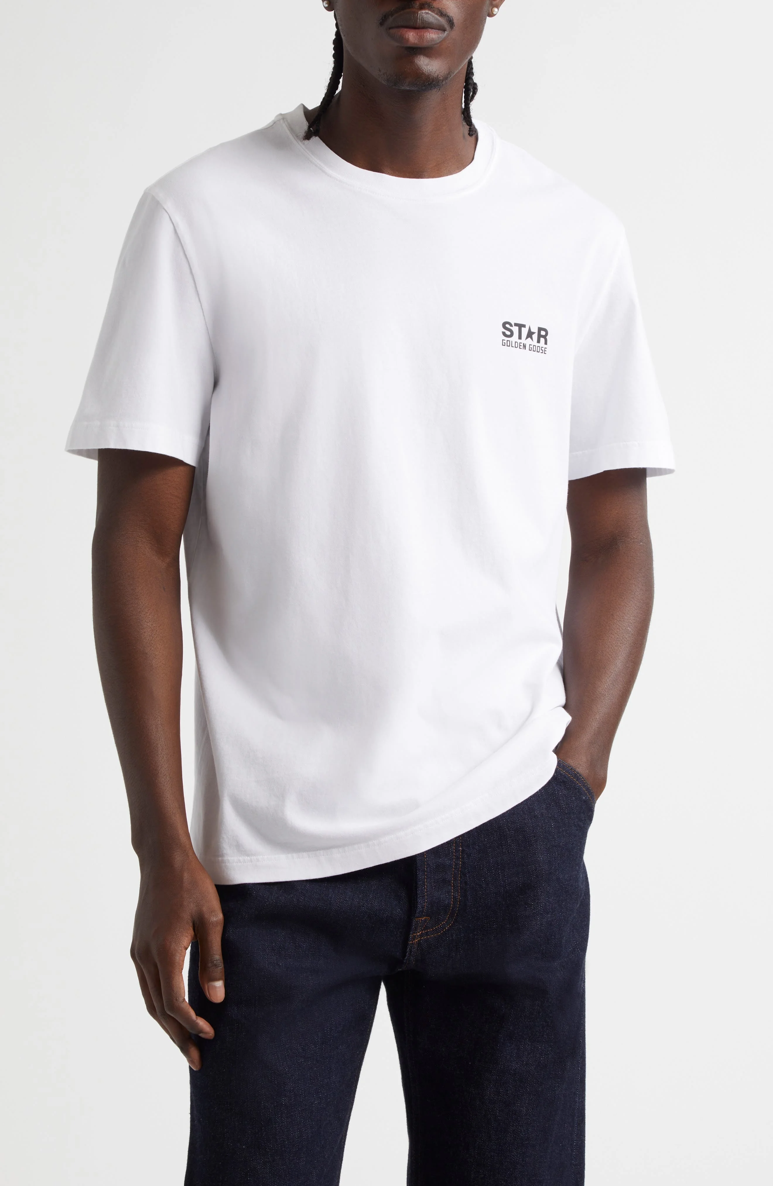 Golden Goose Star Logo Cotton Graphic T-Shirt in White/Black at Nordstrom - 1