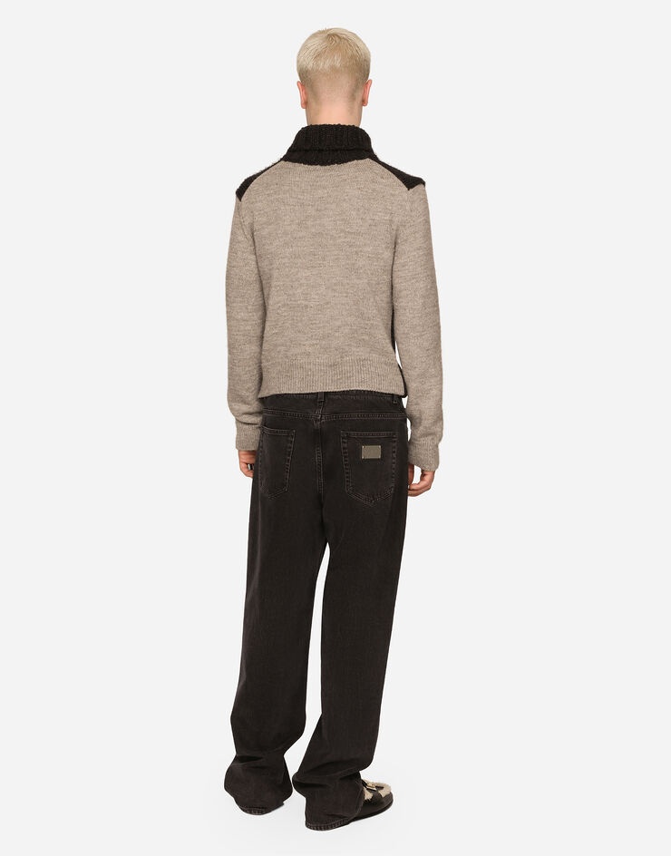 Two-tone wool and alpaca turtle-neck sweater - 3