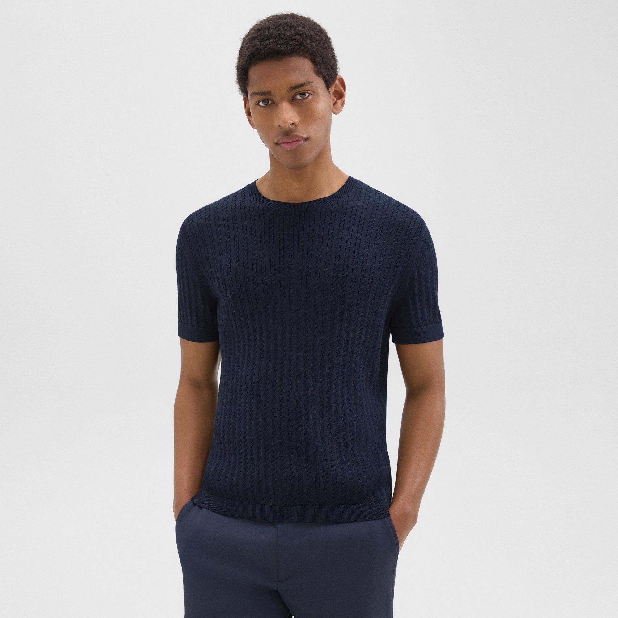 Cable Knit Tee in Cotton - 2