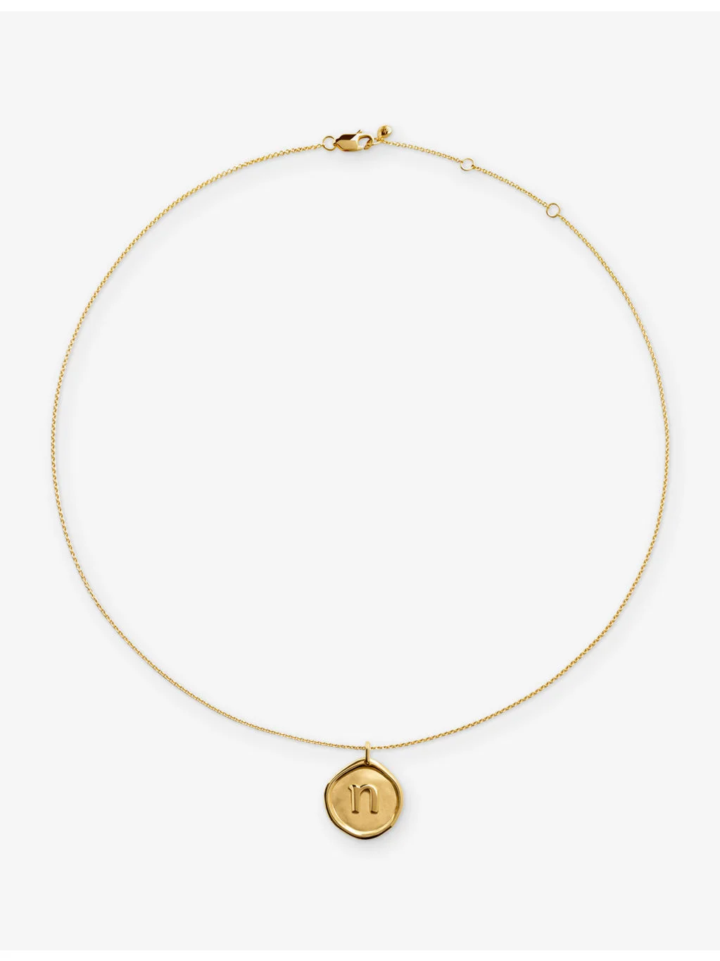 Initial N Stamp 18ct Yellow Gold Vermeil Necklace - 1