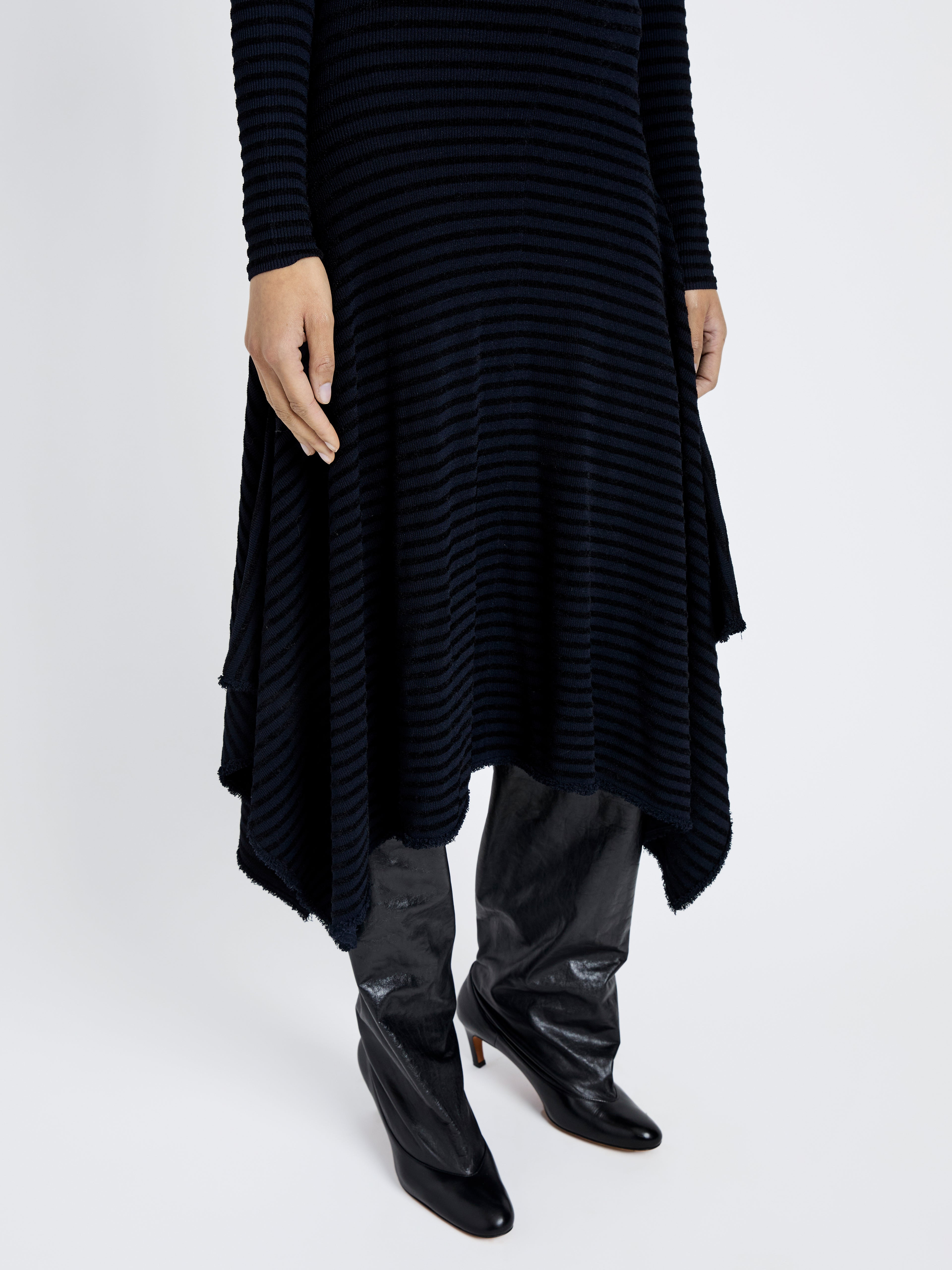 Didi Dress in Matte Viscose Velvet Stripe - 5