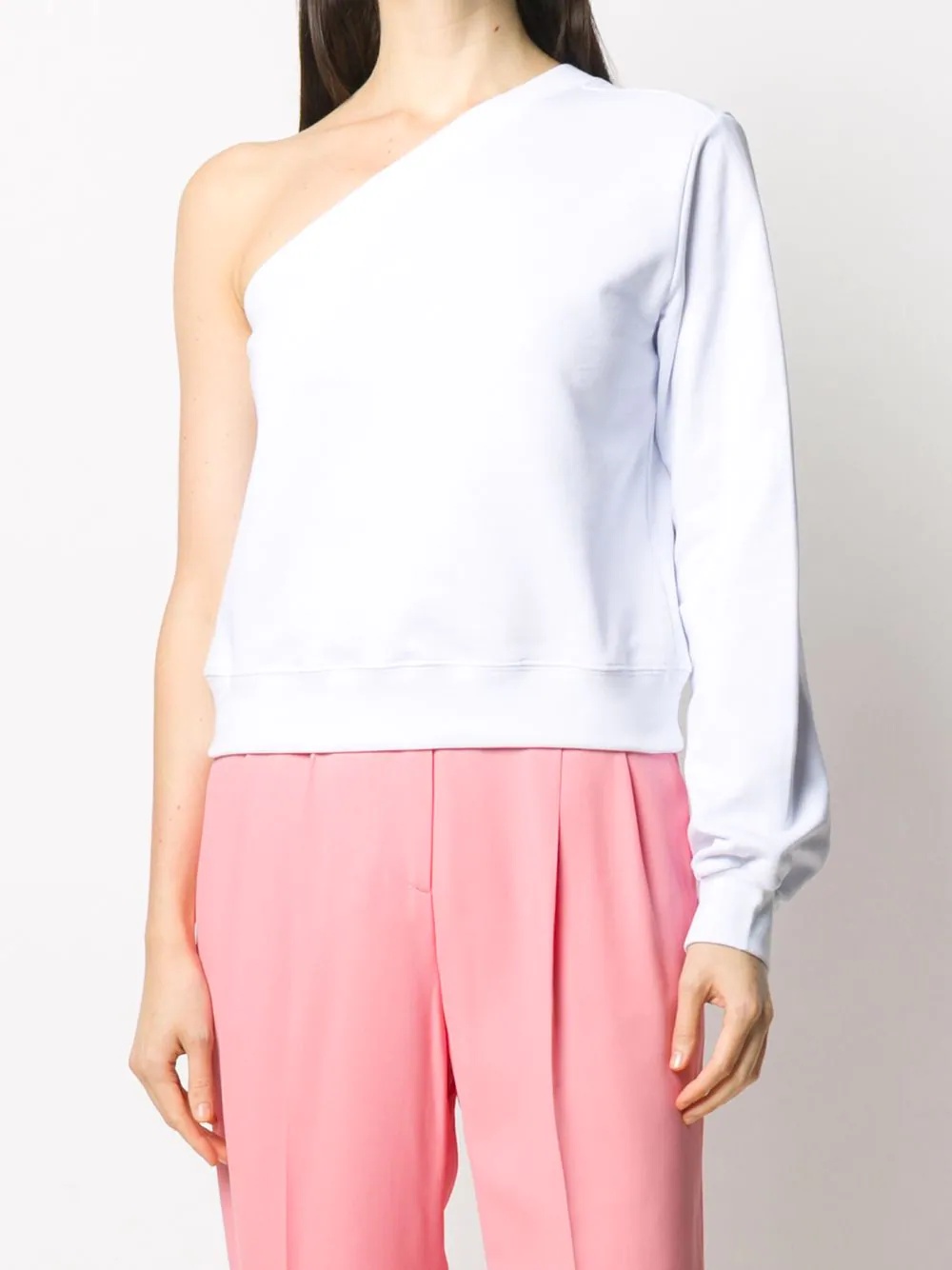 one-shoulder logo print sweatshirt - 4