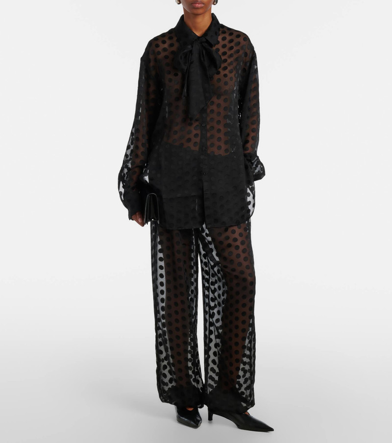 The Frankie Shop Peri polka-dot sheer shirt outlook