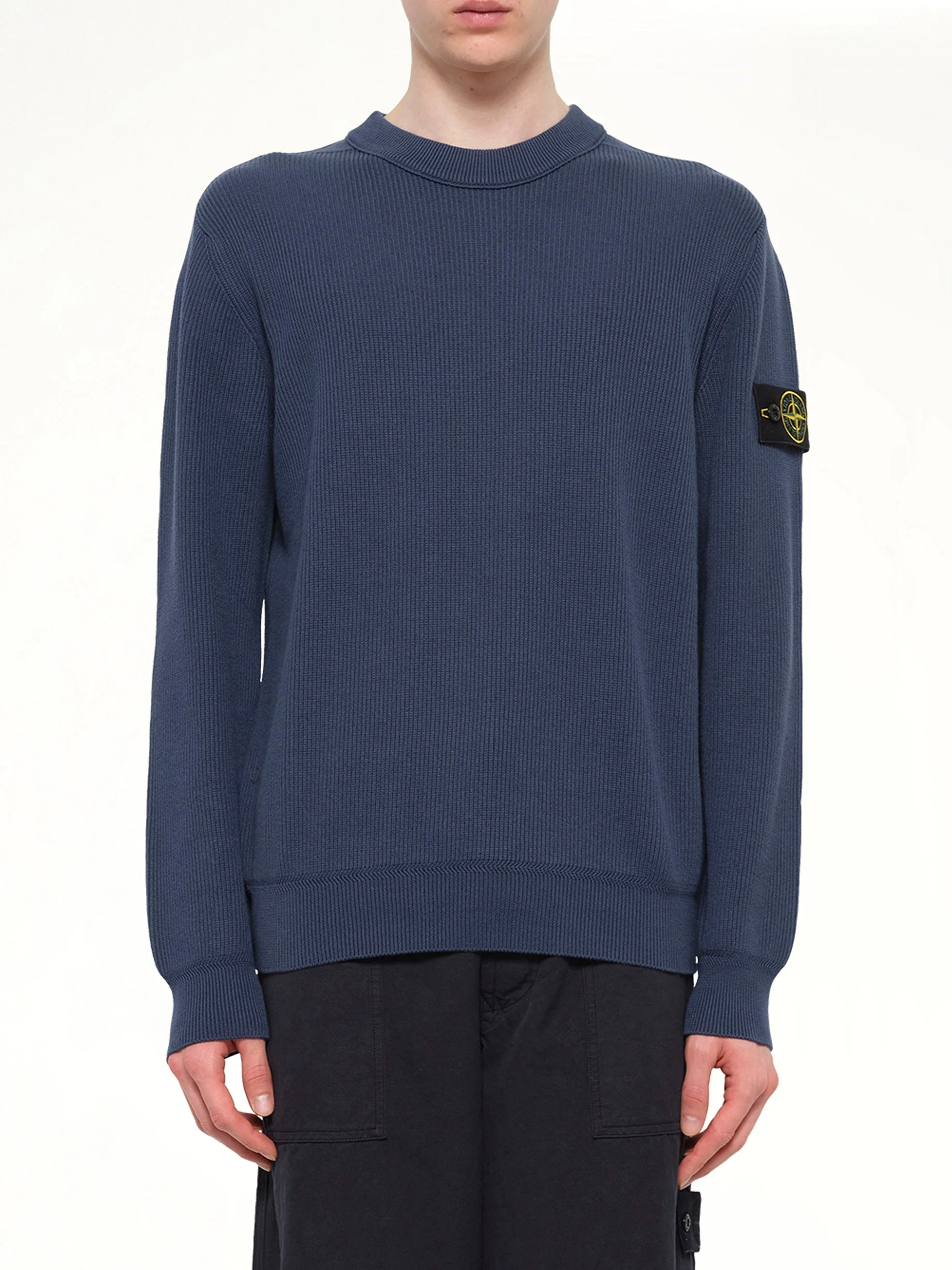 5100154 Ribbed Cotton Crewneck Sweater in Slate Blue - 1
