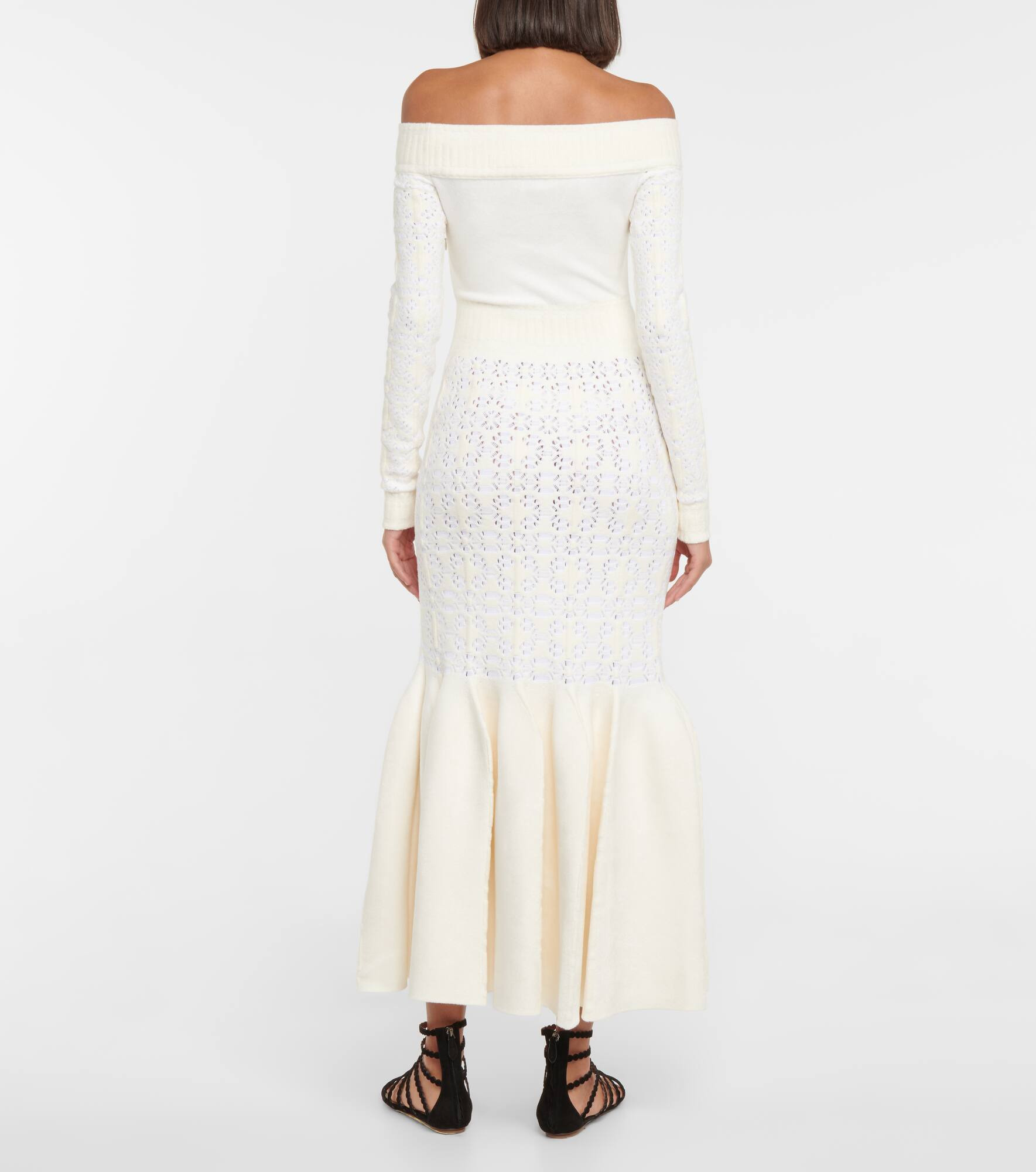 Off-shoulder velvet-trimmed maxi dress - 3