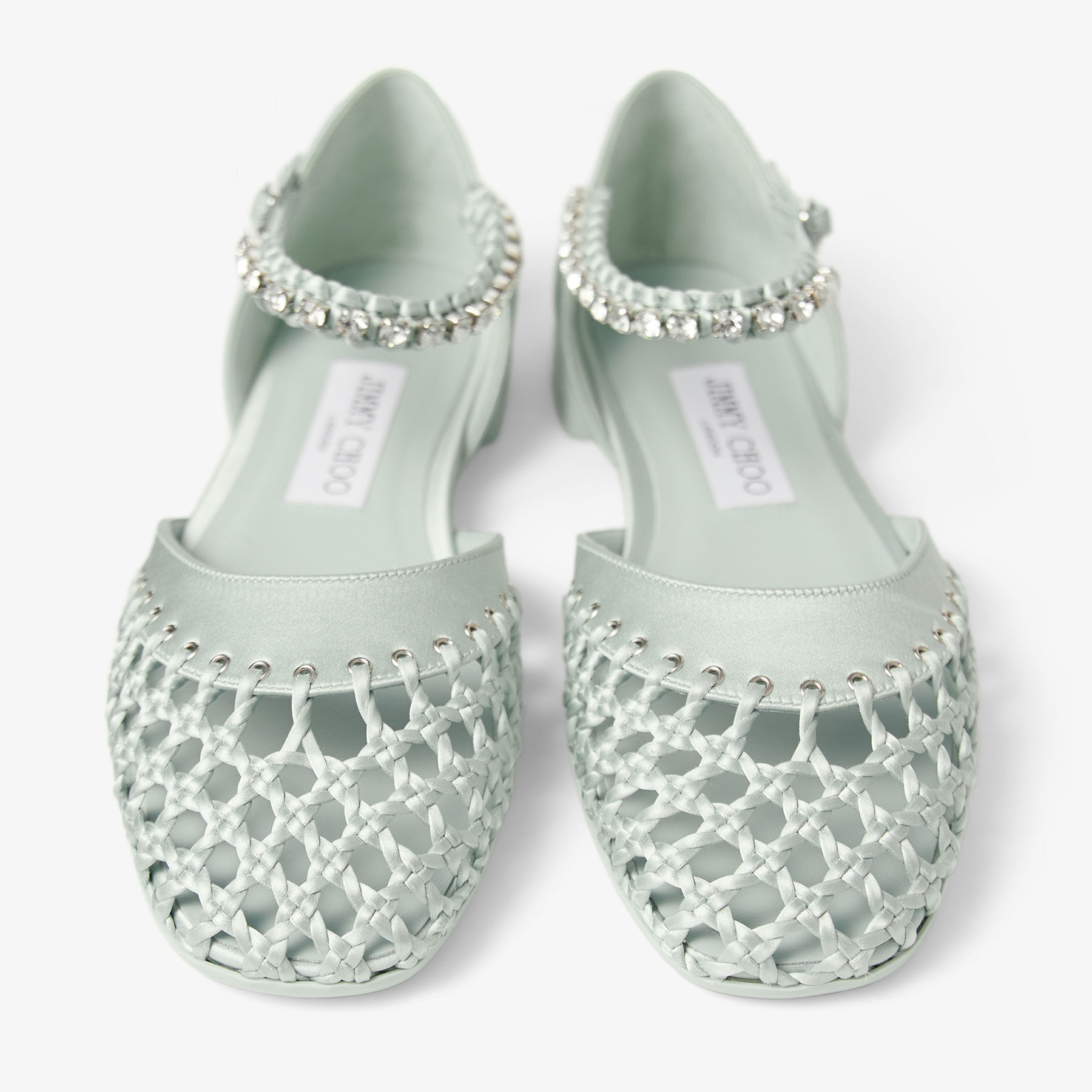 Dila Ballerina
Light Verde Satin Ballet Flats with Crystal Embellishment - 4