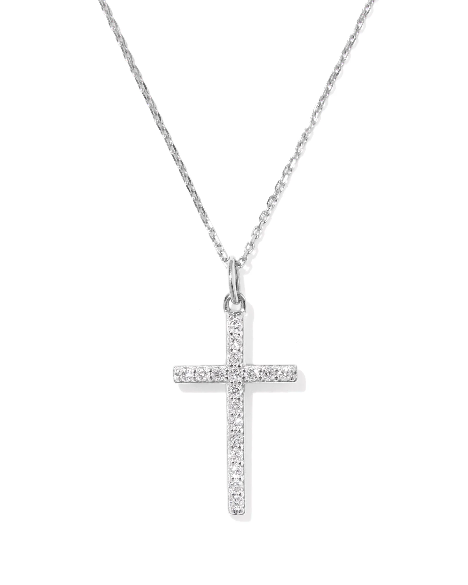 0.23 ct Lab Grown Diamond Cross Pendant Necklace in 14k White Gold - 1