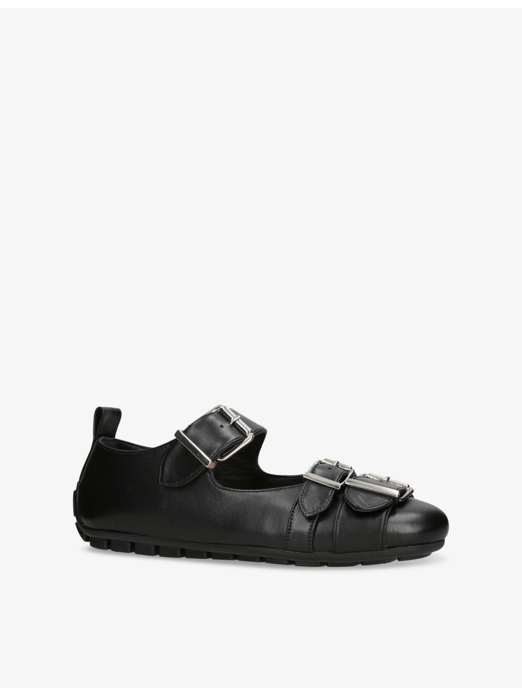 Buckle-Embellished Leather Mary Jane Flats - 3
