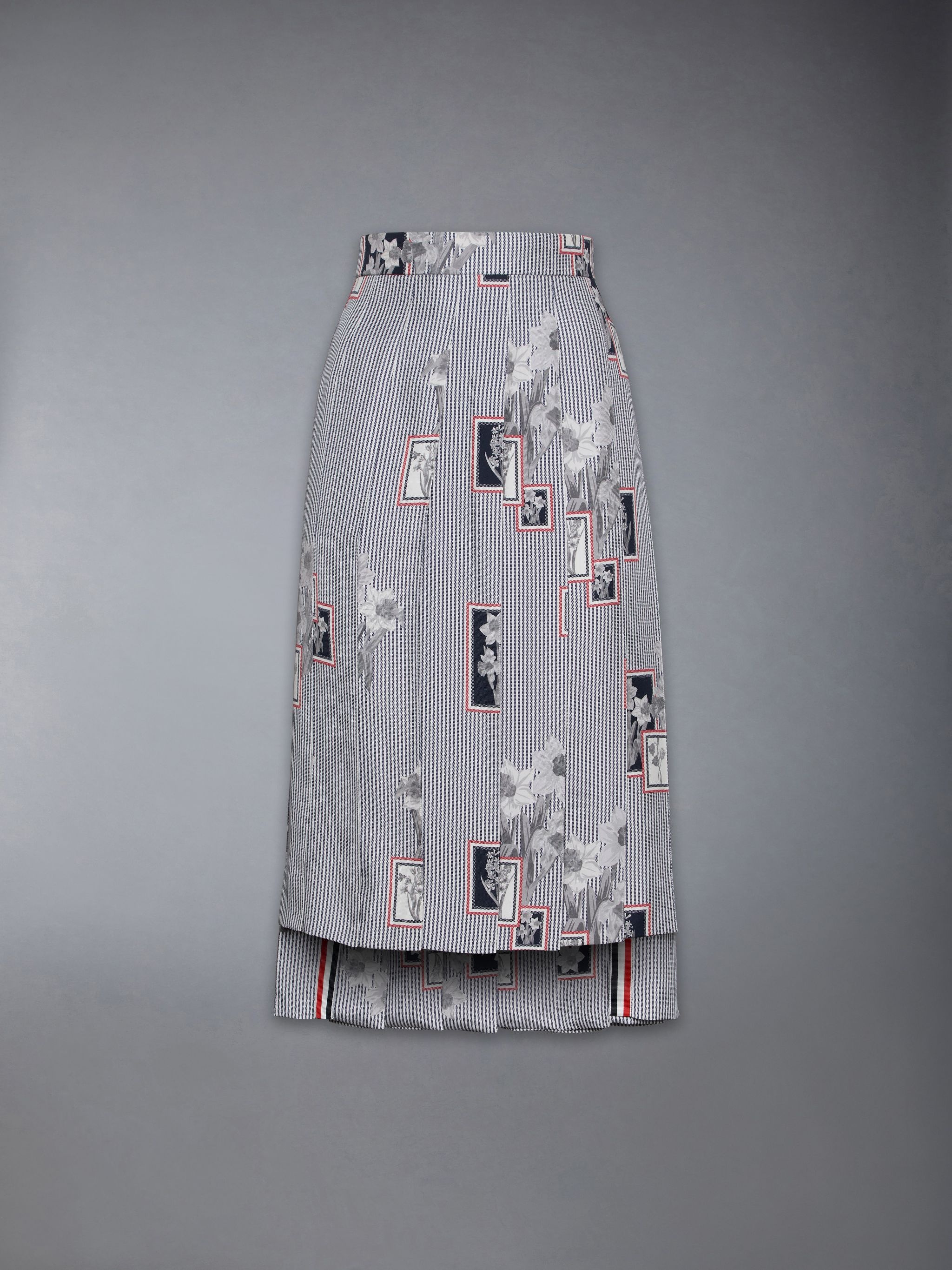 Classic Silk Twill Framed Floral Pleated Skirt - 7