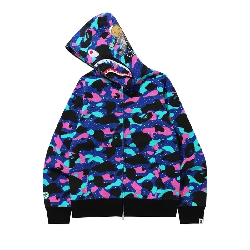 A BATHING APE® BAPE x Kid Cudi Shark Full Zip Hoodie 'Navy' outlook