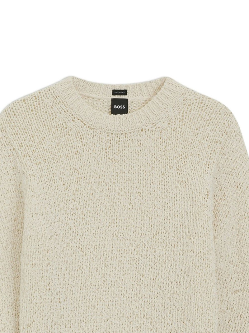 BOSS open-knit ribbed-trim sweater outlook